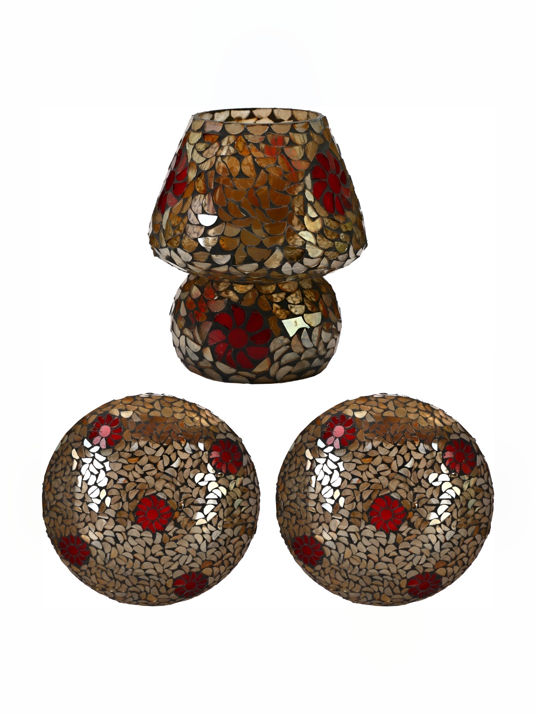 

Afast Brown & Pink 3 Pieces Textured Semi Sphere Glass Wall Lamp