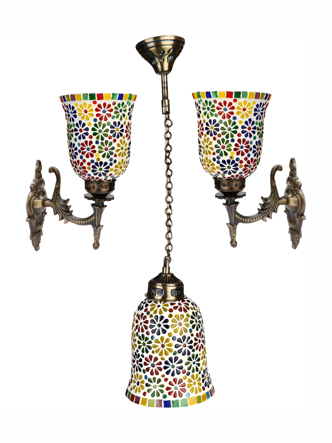 

Afast White & Blue 3 Pieces Textured Bell Shaped Glass Wall Lamp