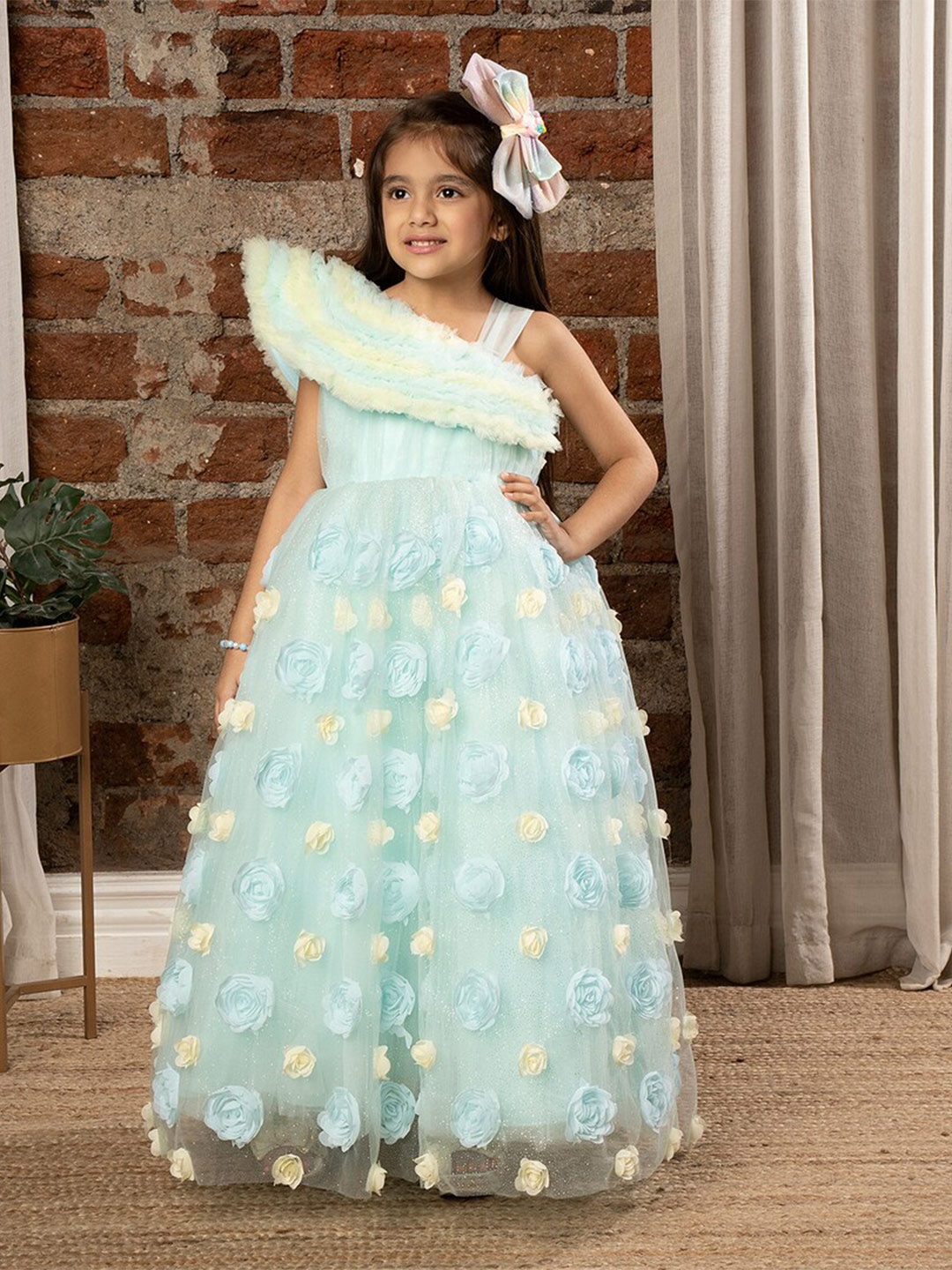 

Ministitch Girls Net Sleeveless Dress, Blue