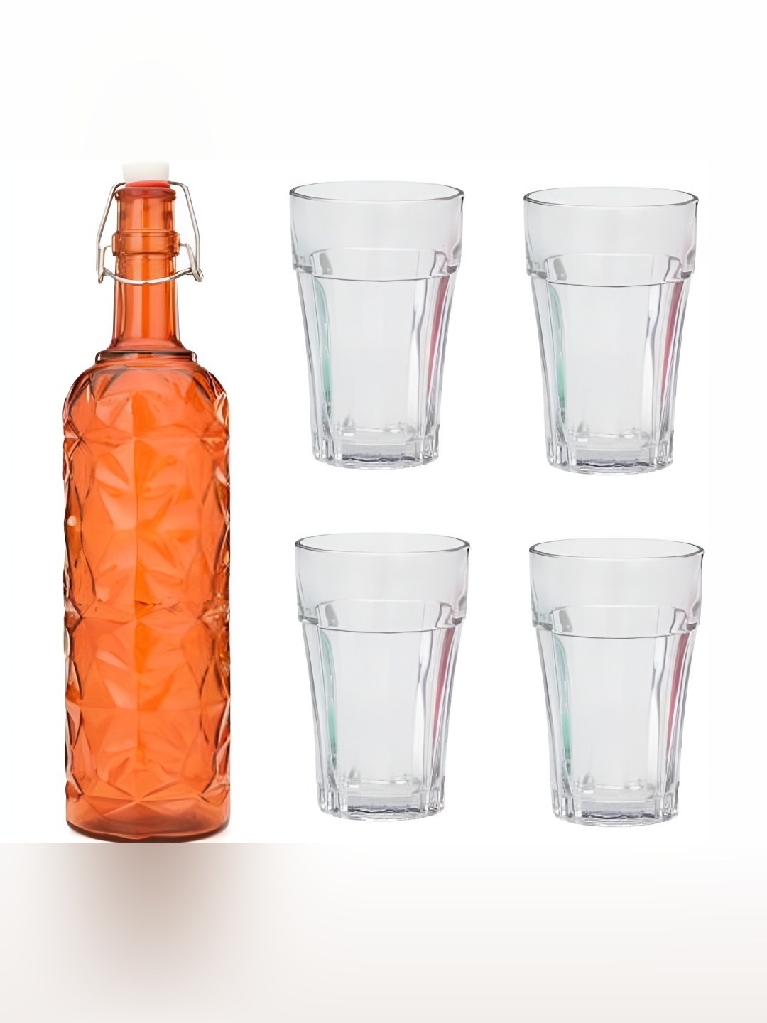

Afast 5-Pcs Orange & Transparent Glasses & Bottle Set