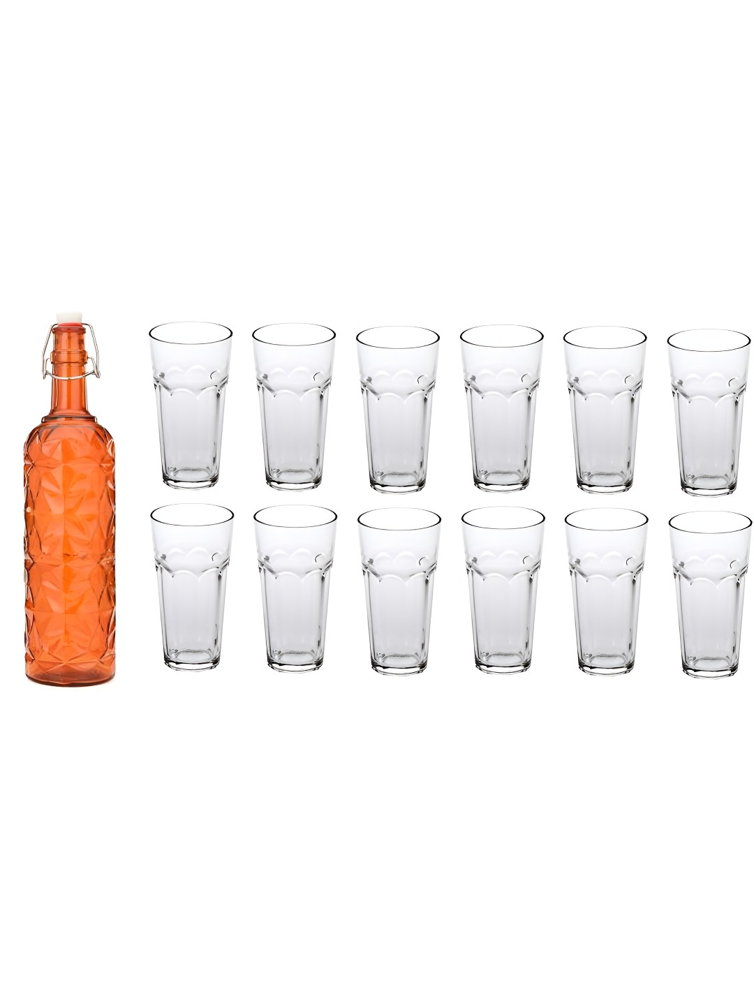 

Afast Orange Transparent 13 Pieces Water Bottle With Glasses Set