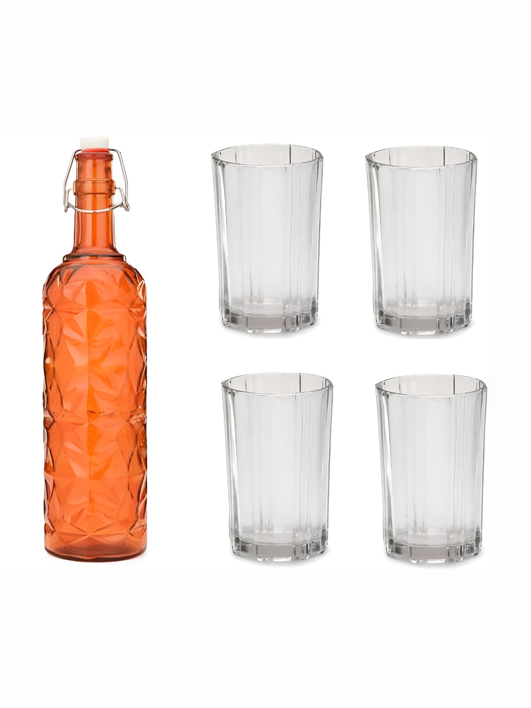 

Afast Orange Transparent 5 Pieces Water Bottle With Glasses Set