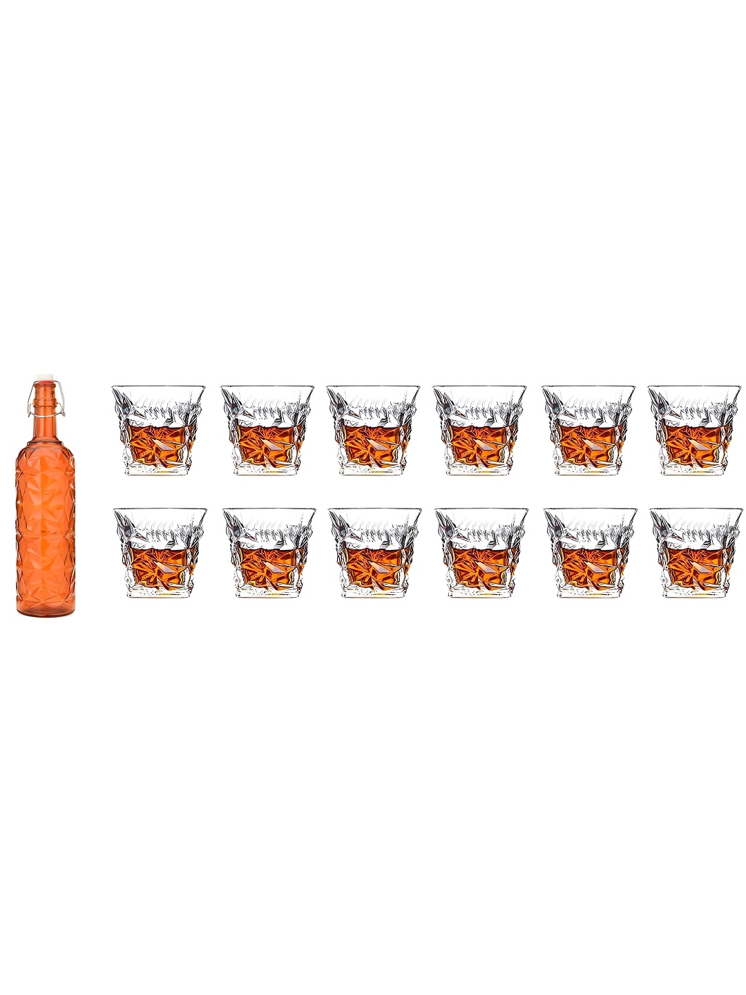 

Afast Orange Transparent 13 Pieces Water Bottle With Glasses Set