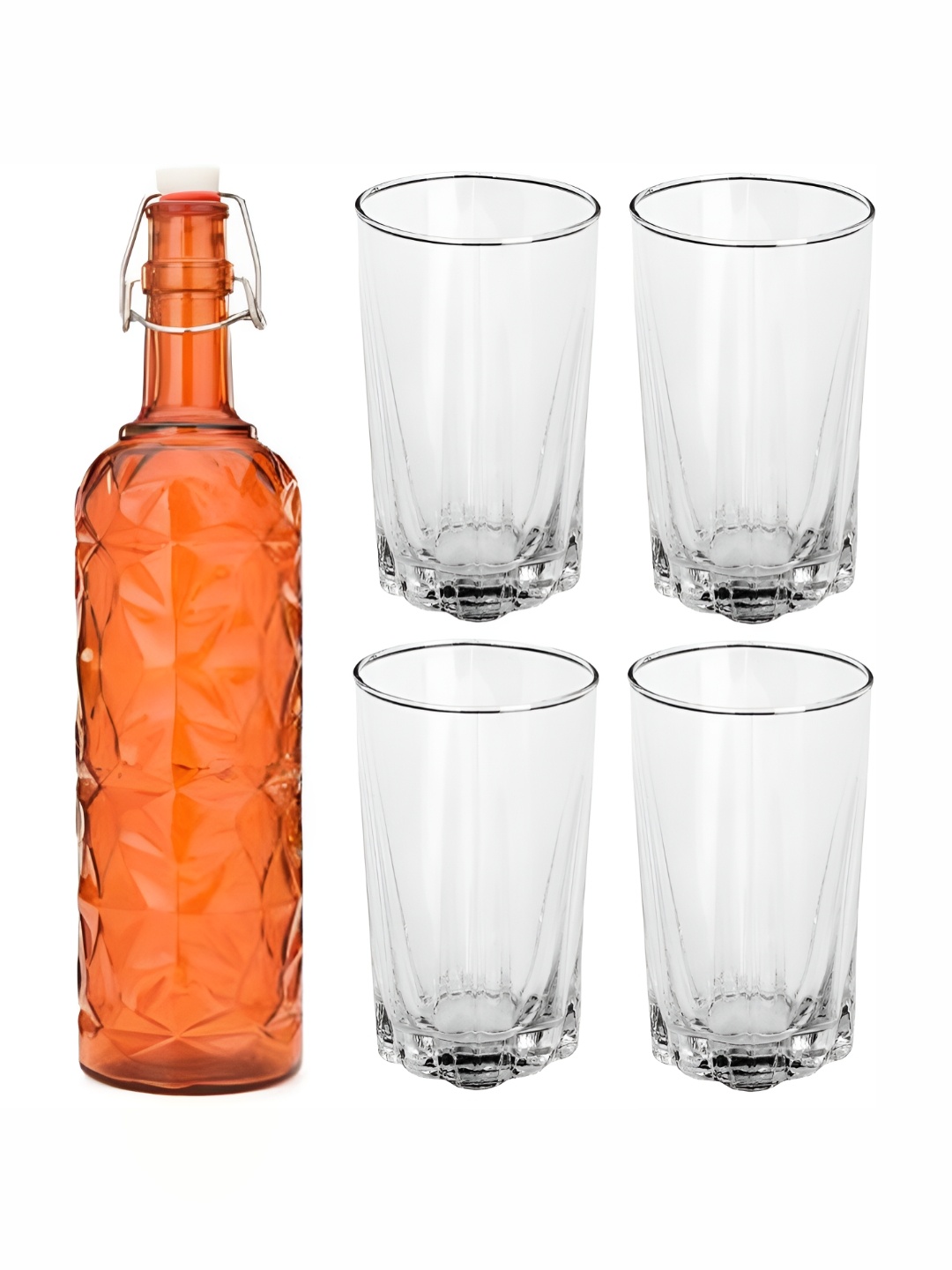 

Afast Orange Coloured & Transparent 5 Pcs Glasses & Bottle