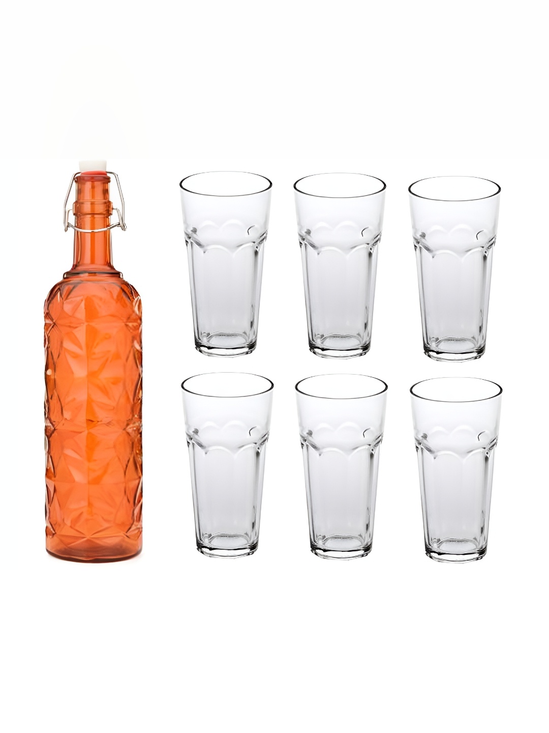 

Afast Orange Transparent 7 Pieces Water Bottle With Glasses Set