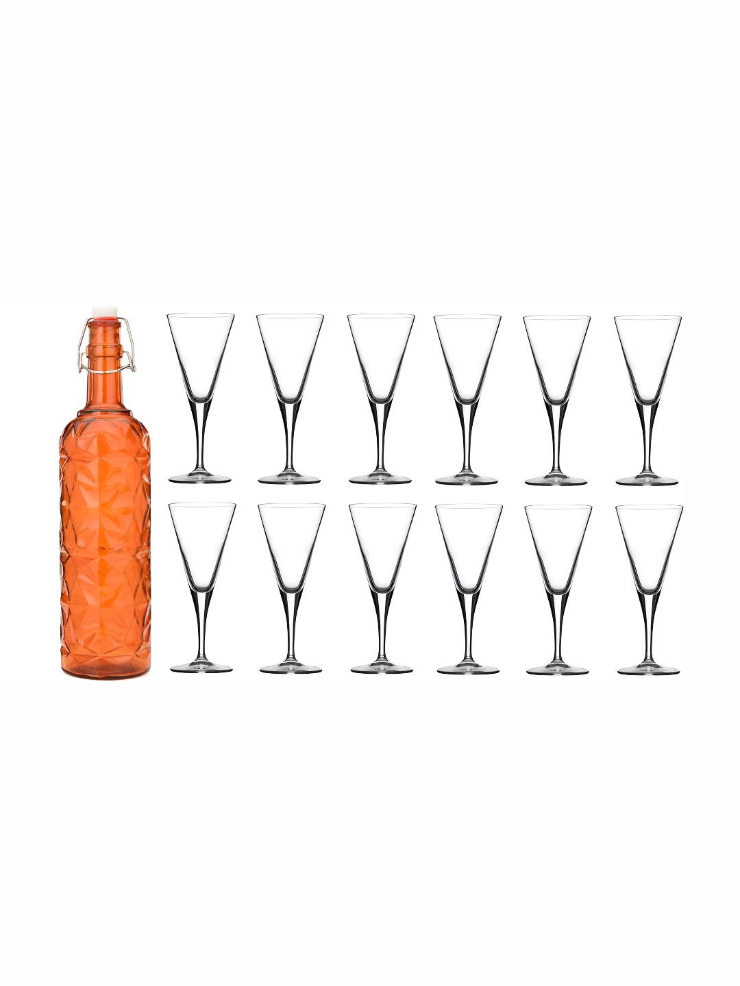 

Afast Orange Coloured & Transparent 13 Pcs Glasses With Water Bottle