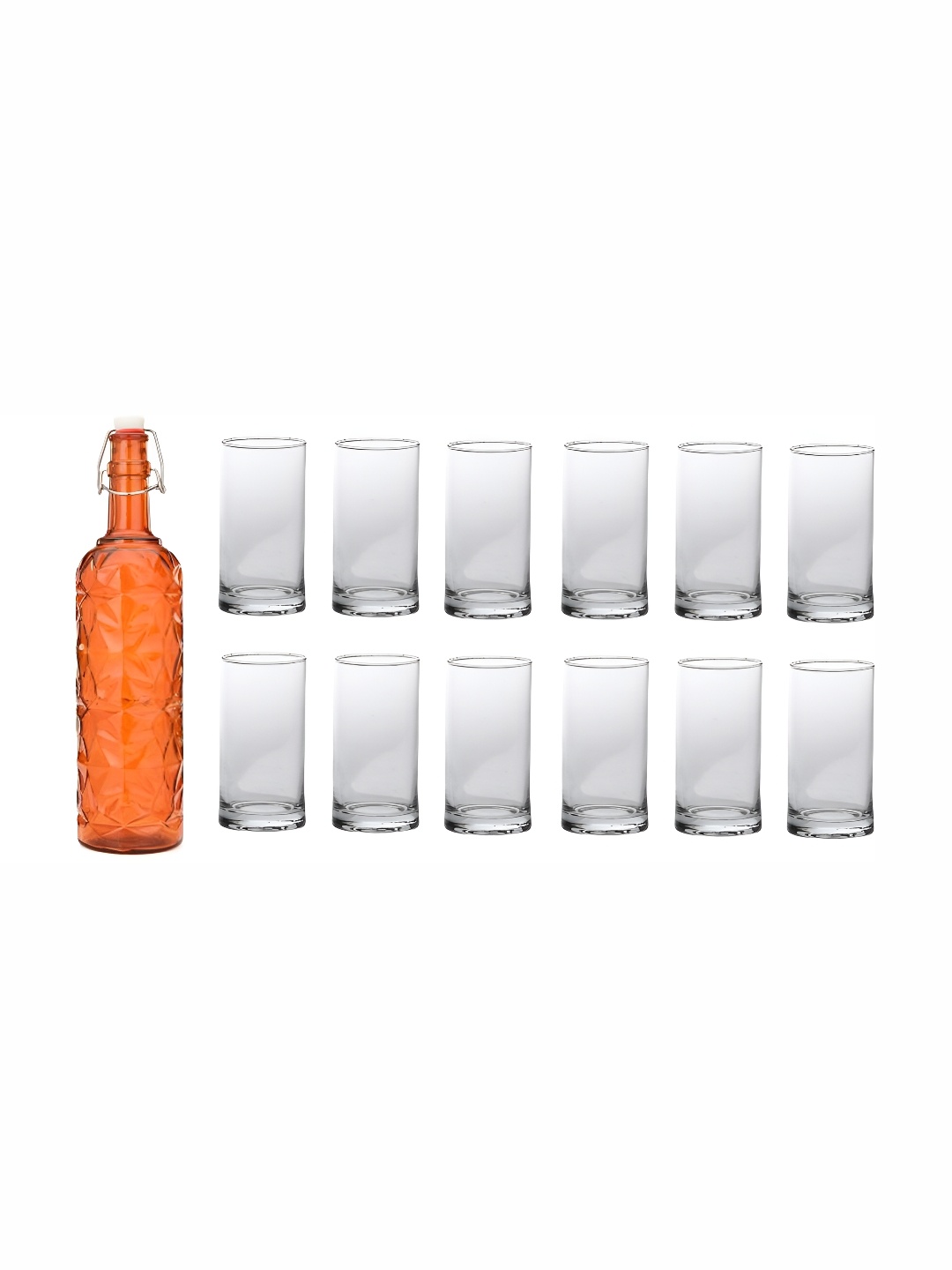 

Afast Orange & Transparent 13Pcs Glass Glasses With Water Bottle Set