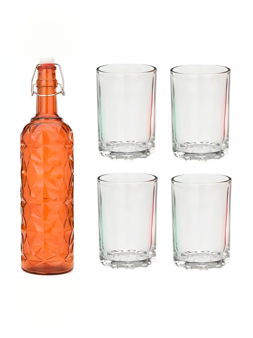 

Afast Orange & Transparent 5 Pieces Glasses With Water Bottle Set