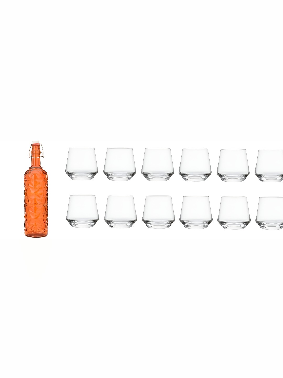 

Afast Orange & Transparent 13 Pieces Glasses With Water Bottle Set