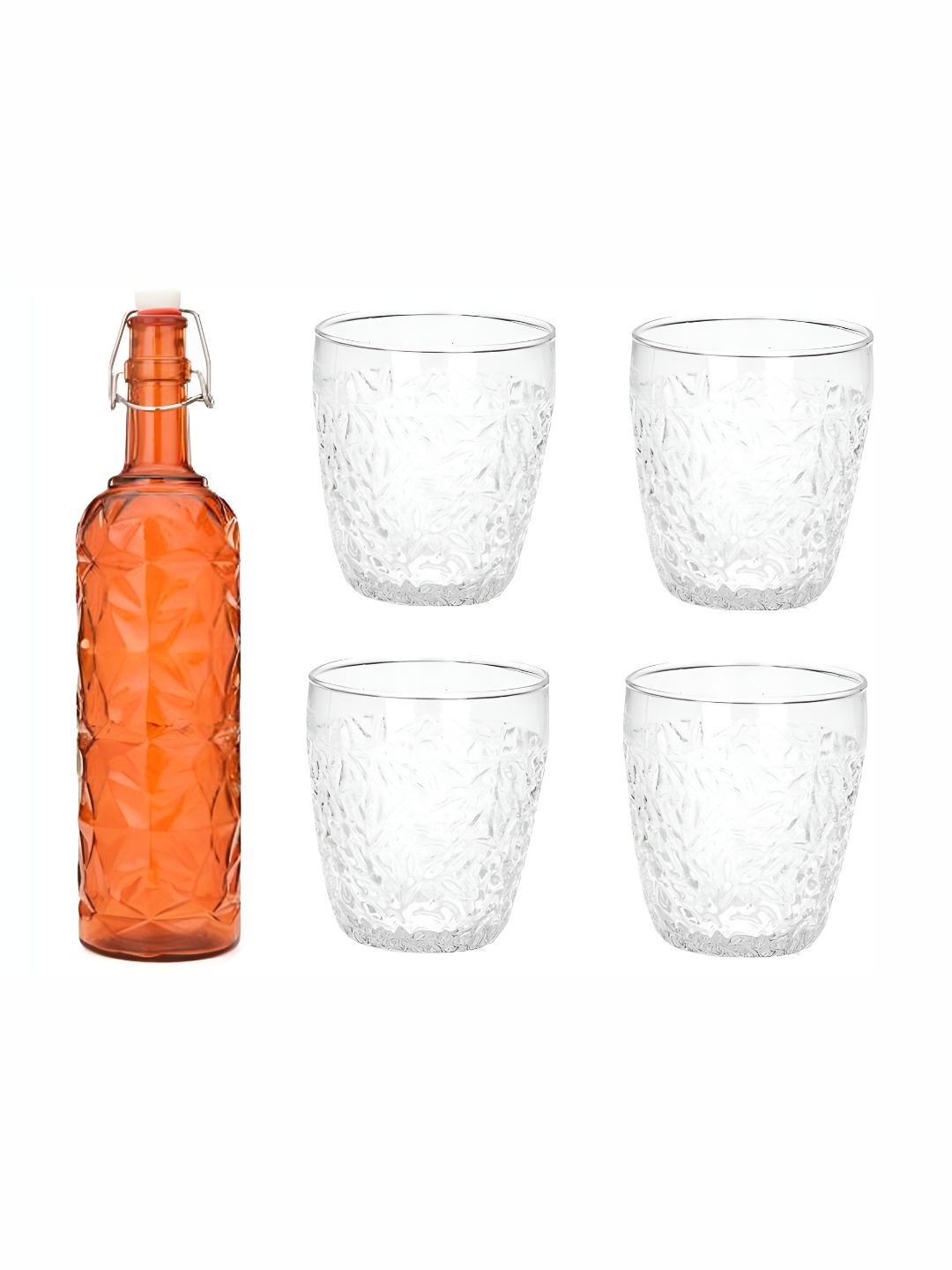 

Afast Orange & Transparent 5 Pieces Glasses With Water Bottle Set