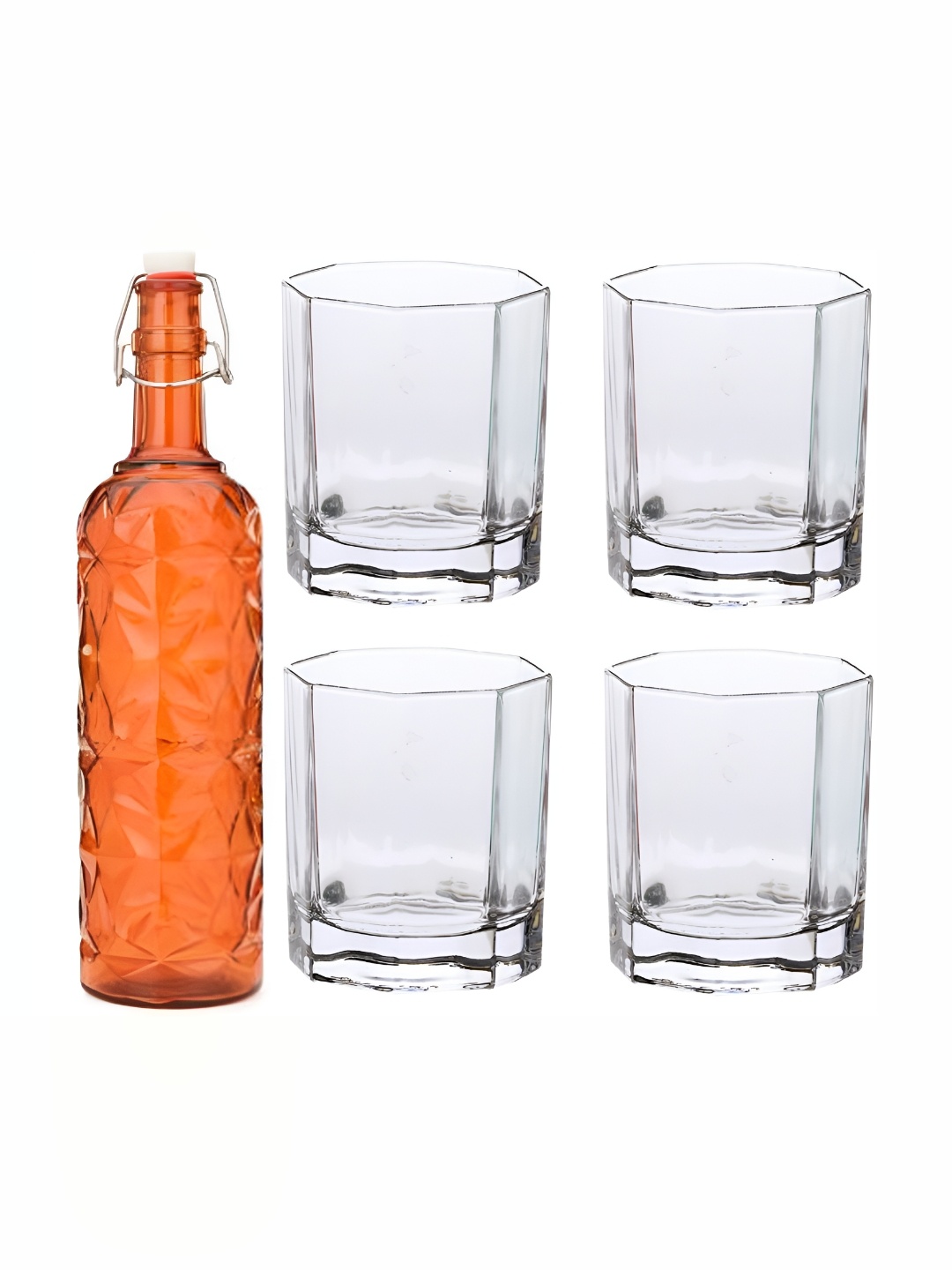 

Afast Orange & Transparent 5 Pieces Glasses With Water Bottle Set