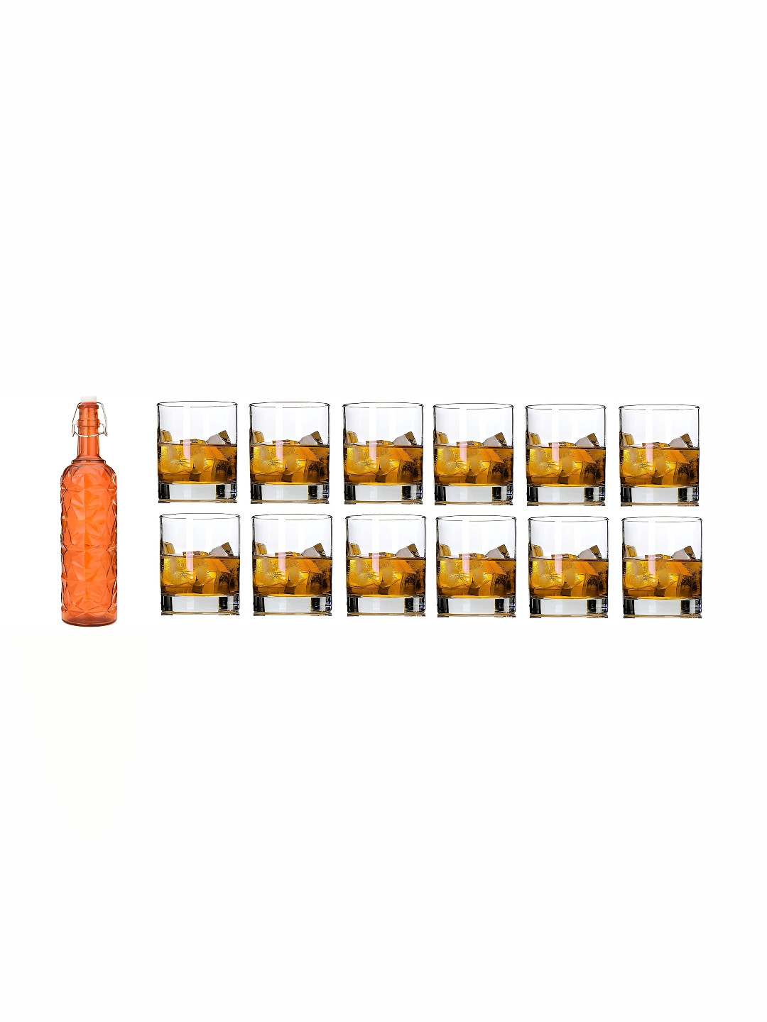 

Afast Orange & Transparent 13 Pieces Whisky Glasses With Water Bottle