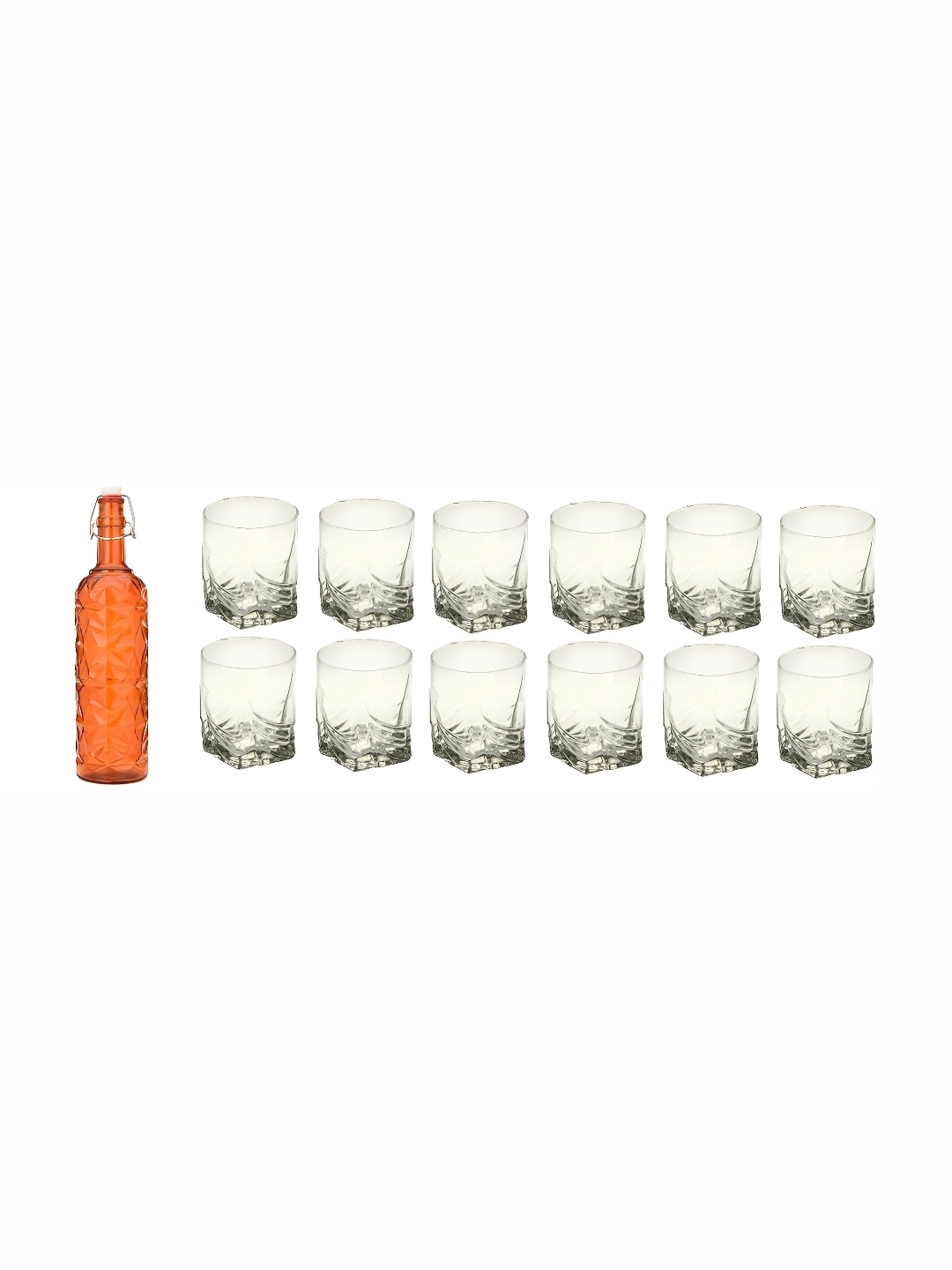 

Afast Orange & Transparent 13 Pieces Whisky Glasses With Water Bottle