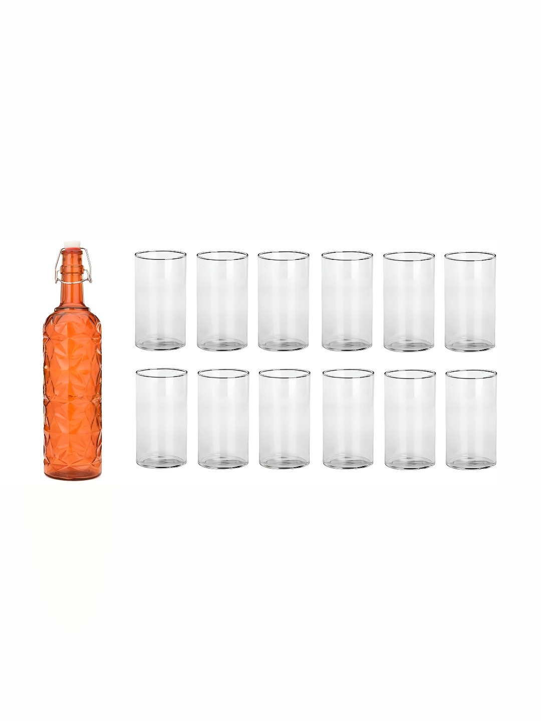 

Afast Orange & Transparent 13Pcs Glass Glasses With Water Bottle Set