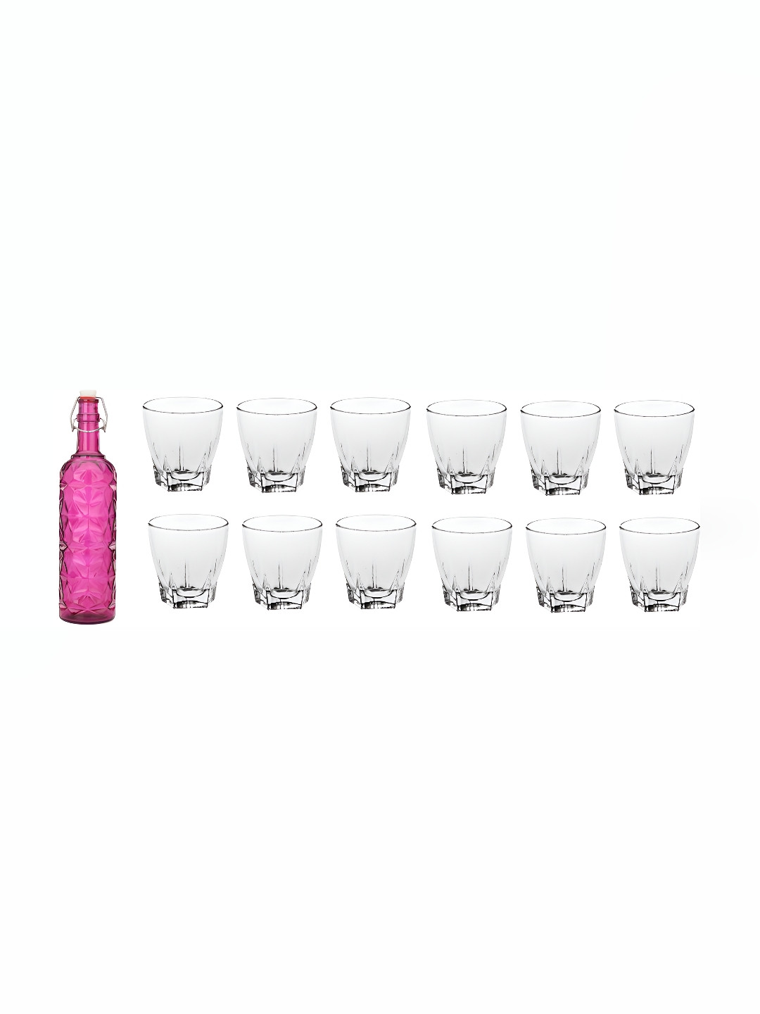 

Afast Pink & Transparent 13-Pcs Glass Glasses & Bottle Set