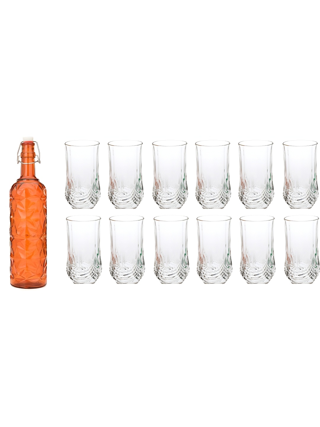

Afast Orange & Transparent 13Pcs Glass Glasses With Water Bottle Set
