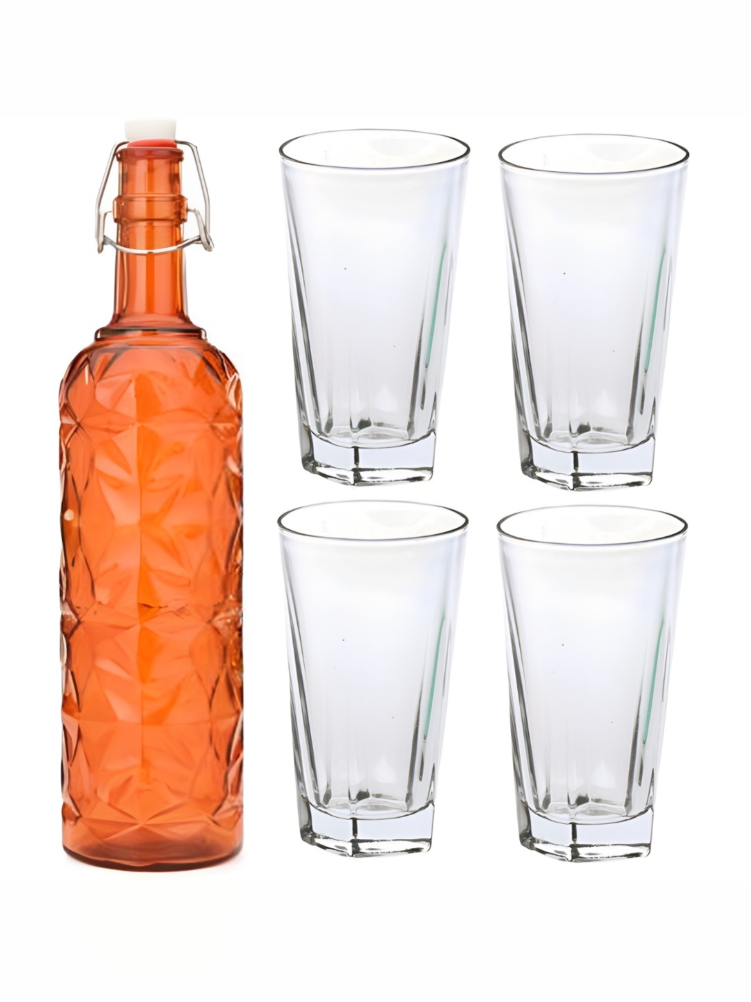 

Afast 5 Piece Orange & Transparent Glasses With Water Bottle