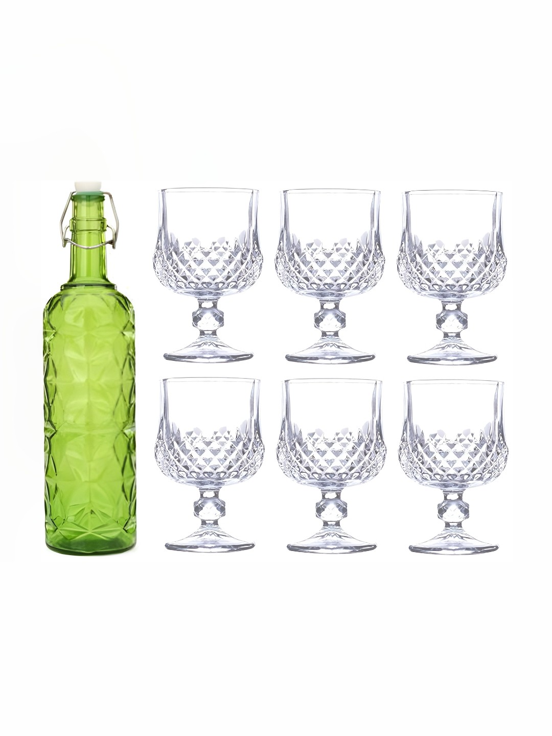 

Afast Green & Transparent 7-Pcs Glass Glasses & Bottle Set