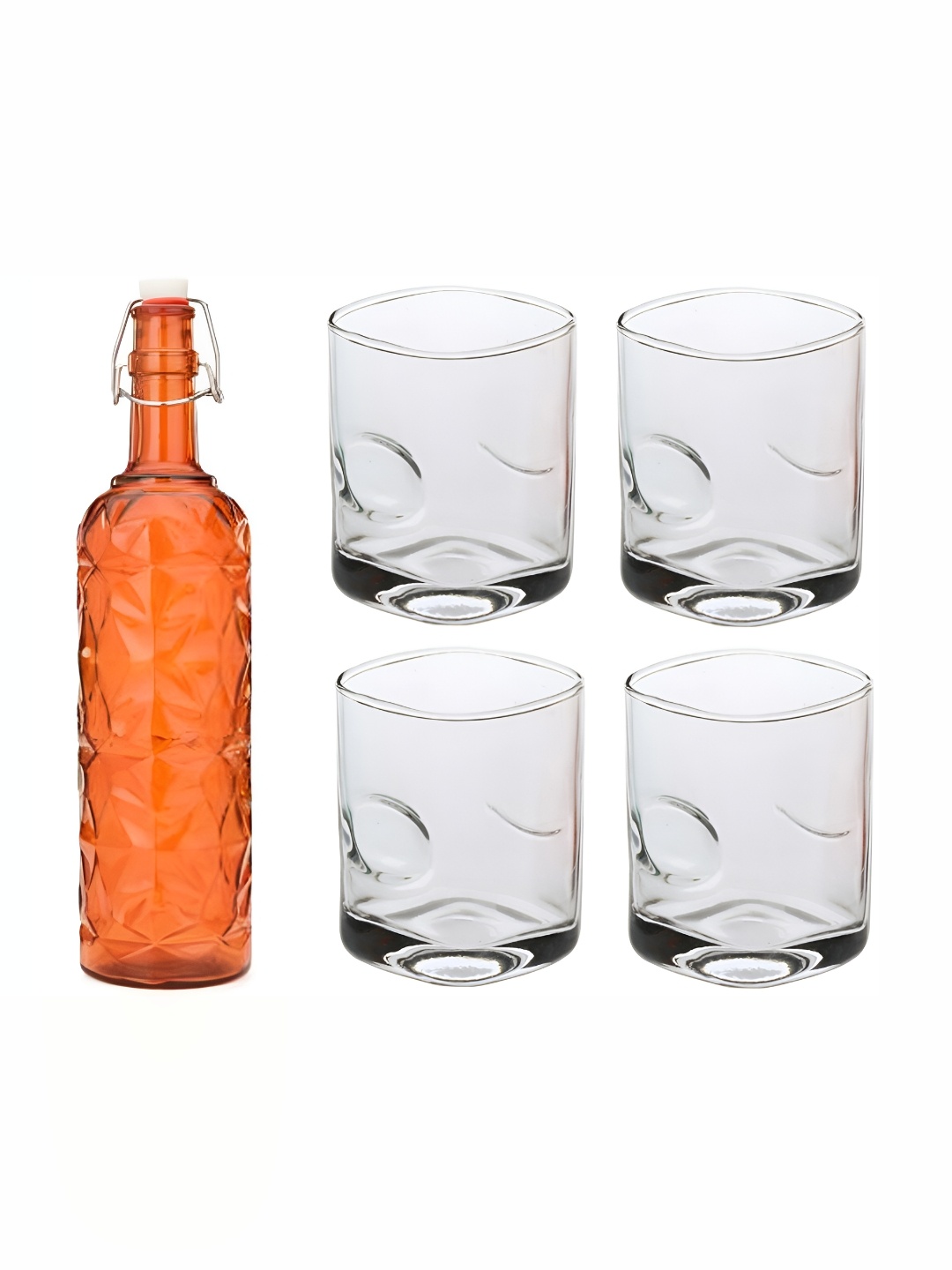 

Afast 5 Piece Orange & Transparent Glasses With Water Bottle