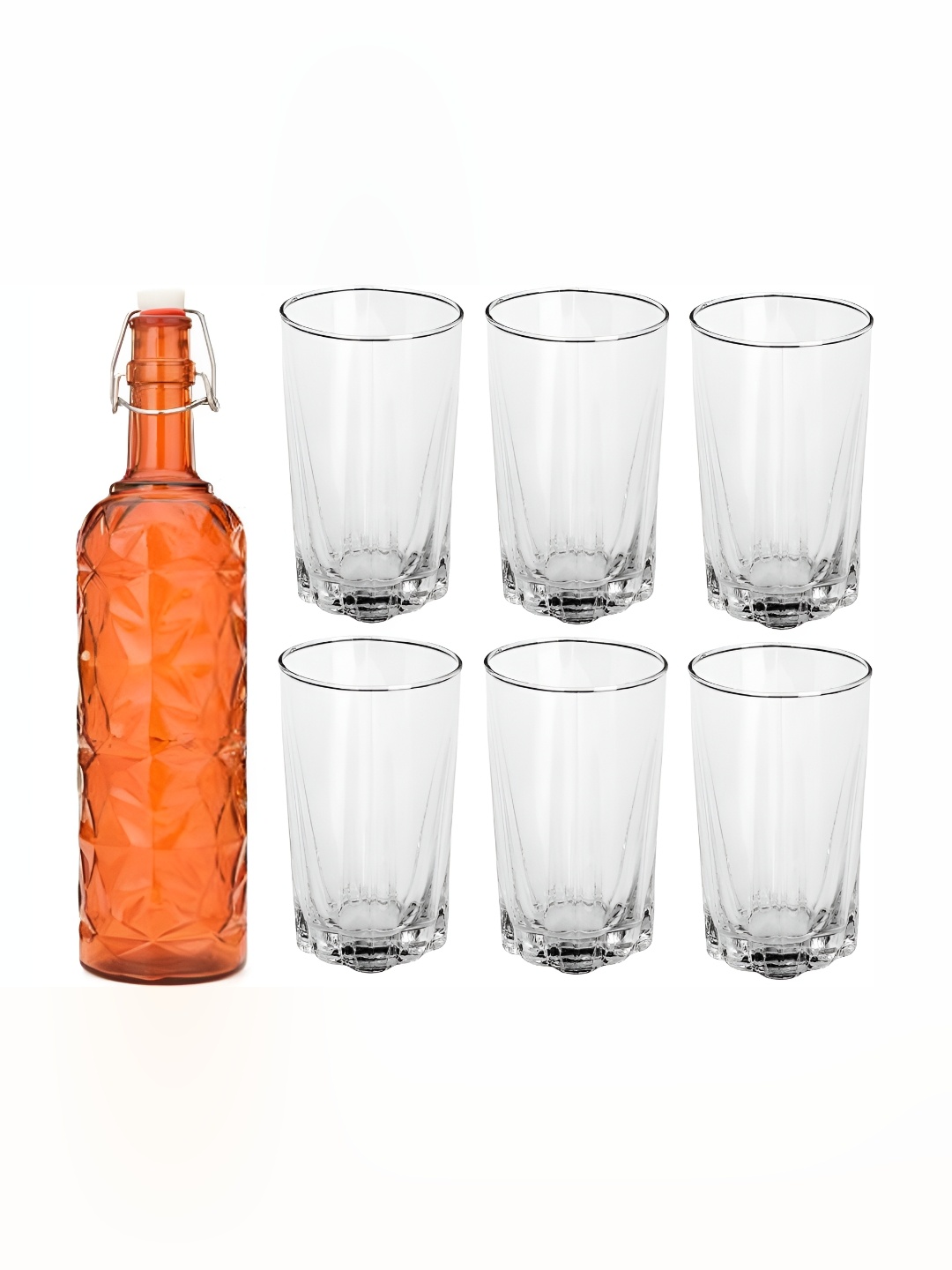 

Afast 7 Piece Orange & Transparent Glasses With Water Bottle