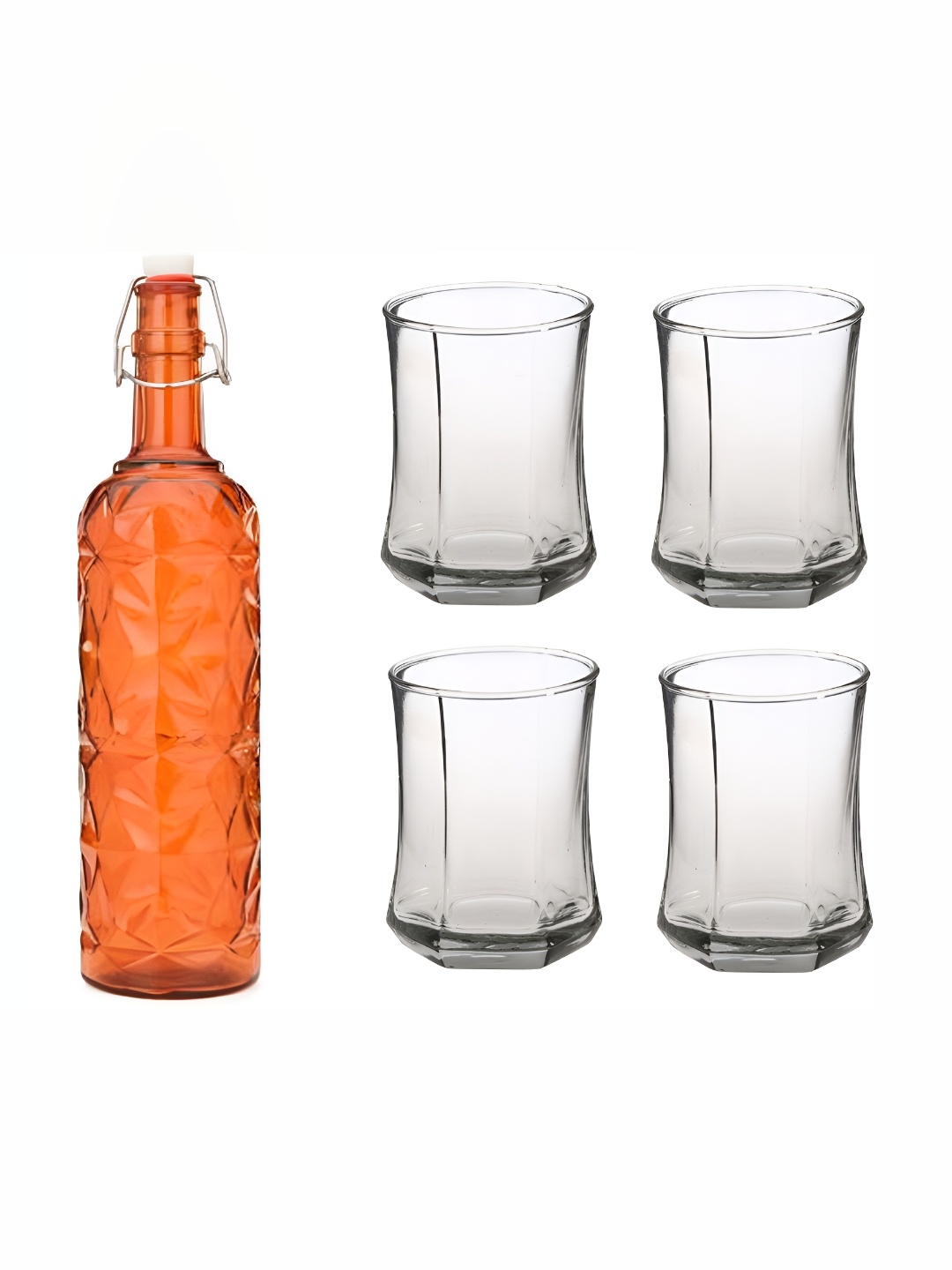 

Afast Orange & Transparent 5-Pcs Glass Water Or Juice Glass & Bottle Set