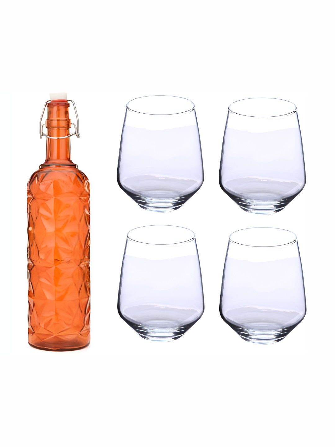 

Afast 4 Pieces Orange & Transparent 5 Pcs Water Bottle & Glasses