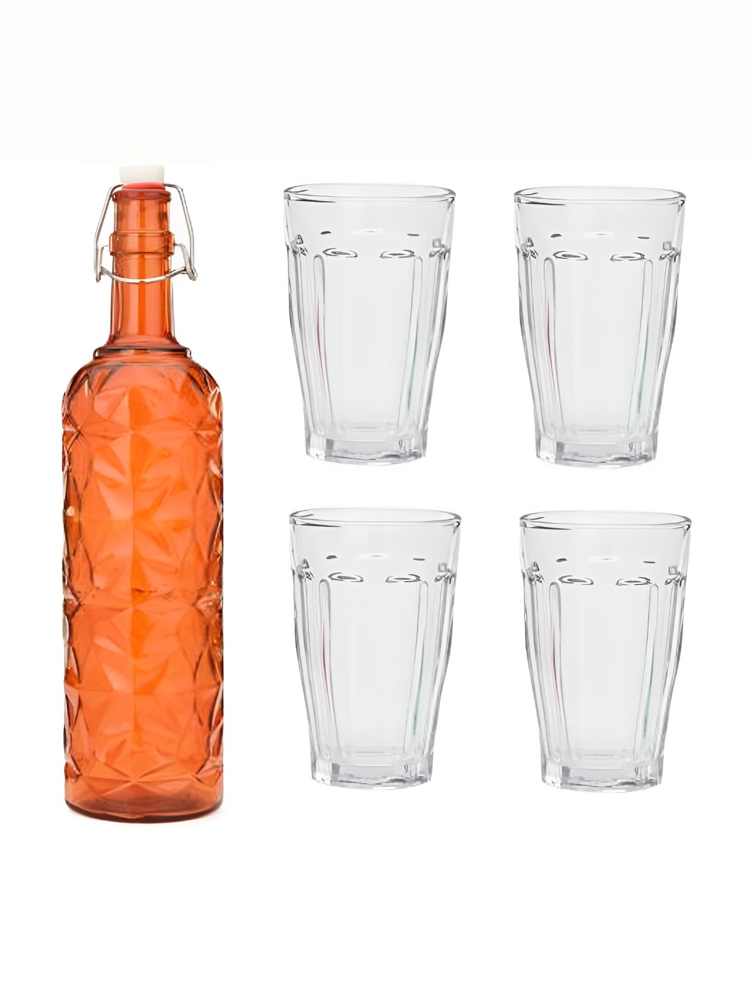 

Afast 4 Pieces Orange & Transparent 5 Pcs Water Bottle & Glasses