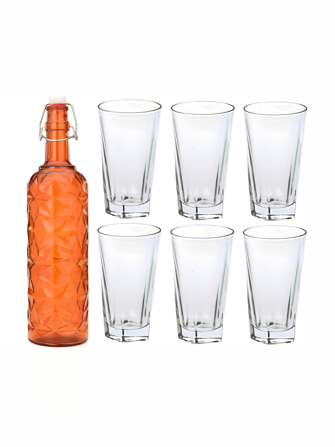 

Afast 6 Pieces Orange & Transparent 7 Pcs Water Bottle & Glasses