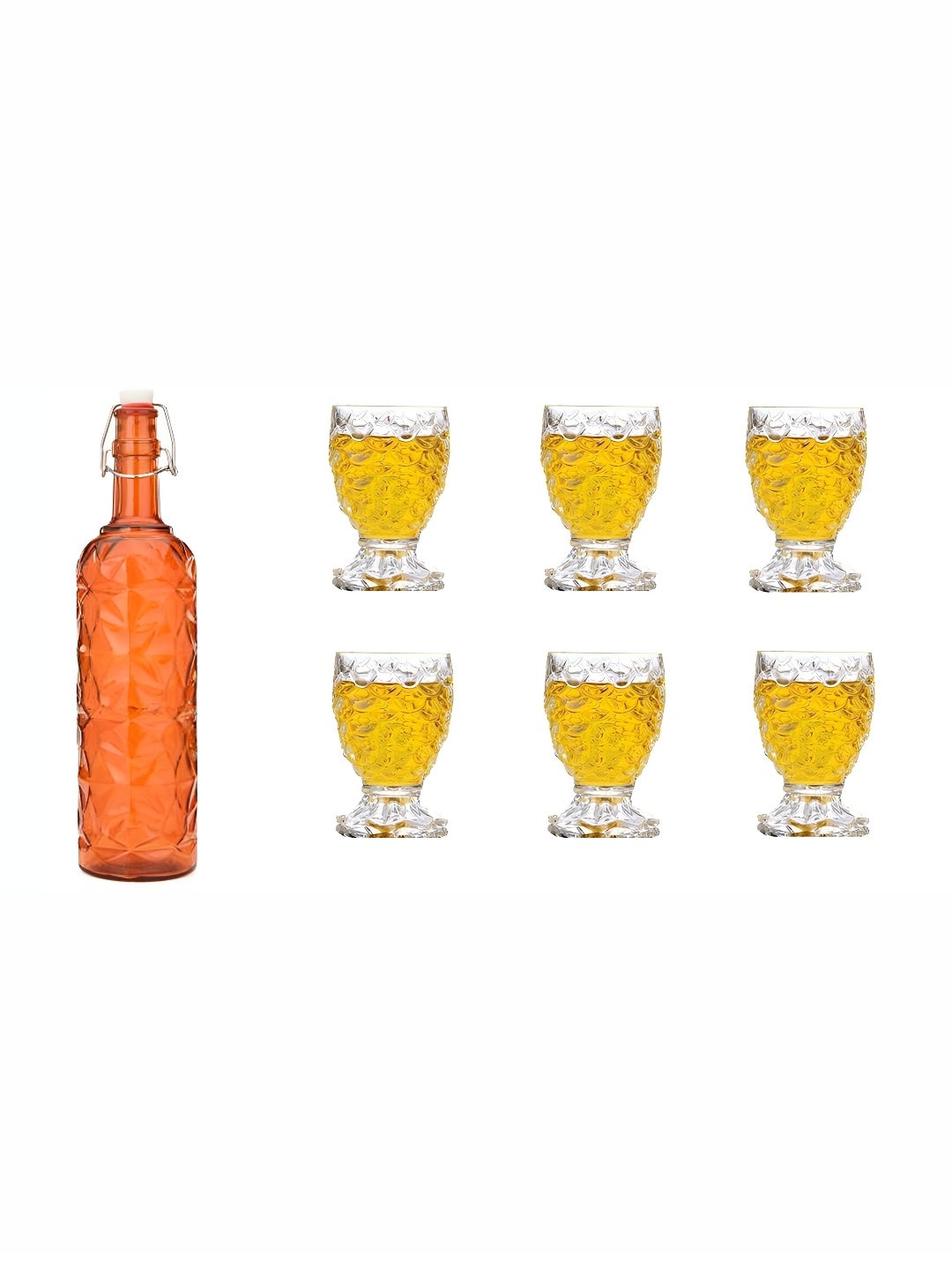 

Afast 7 Pieces Orange & Transparent Water Bottle & Glasses
