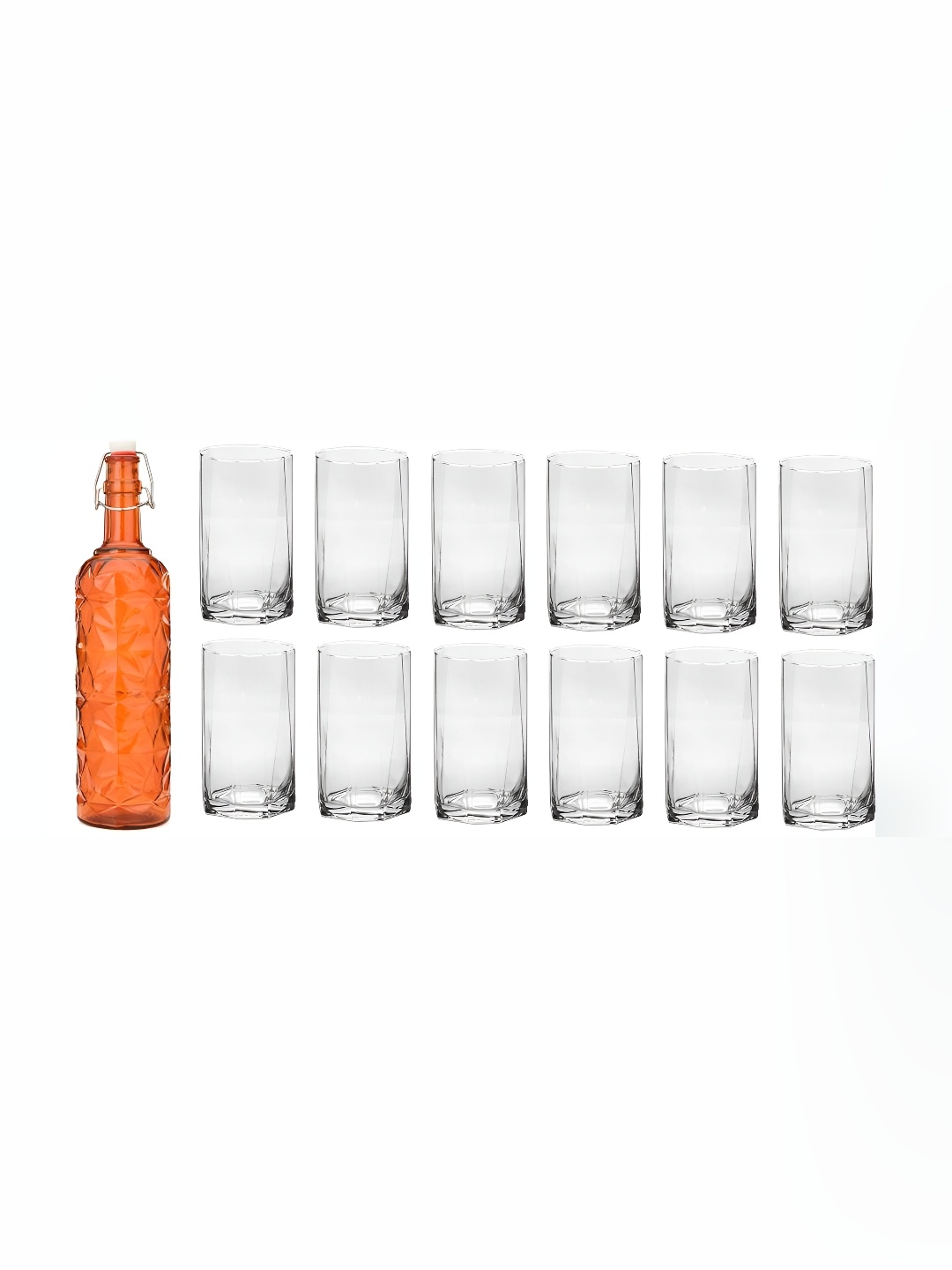 

Afast Orange & Transparent 13 Pieces Glass Water Bottle & Glasses