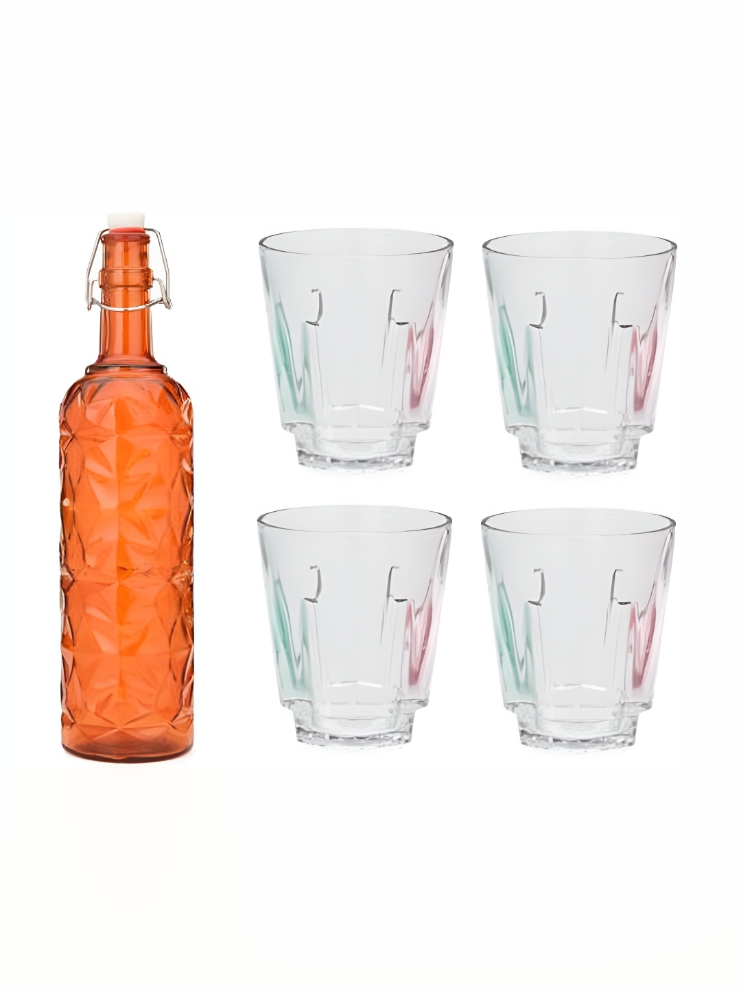 

Afast Orange & Transparent 5 Pieces Glass Water Bottle & Glasses