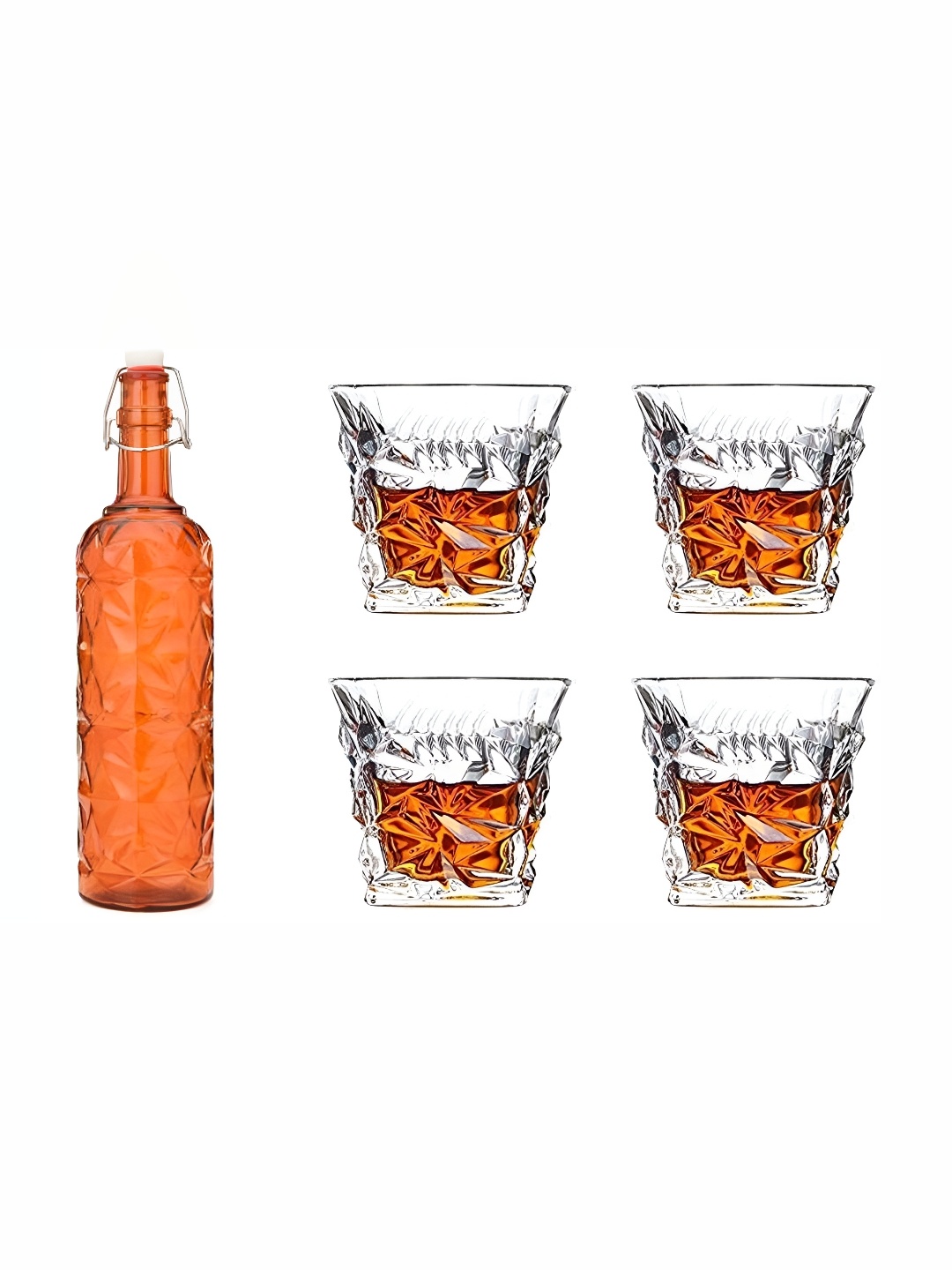 

Afast Orange & Transparent 5 Pieces Glass Water Bottle & Glasses