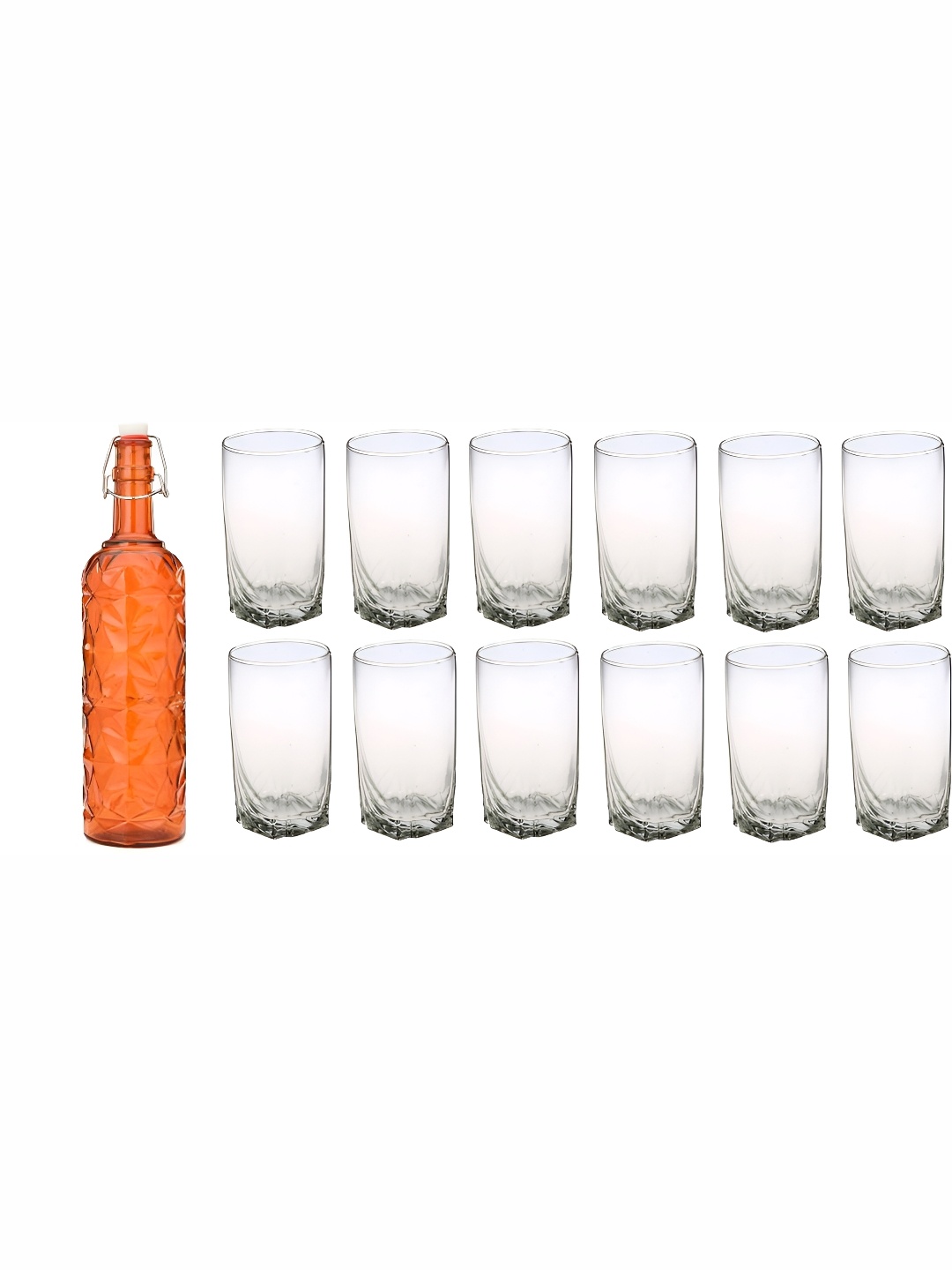 

Afast Orange & Transparent 12 Pieces Glasses With Water Bottle Set
