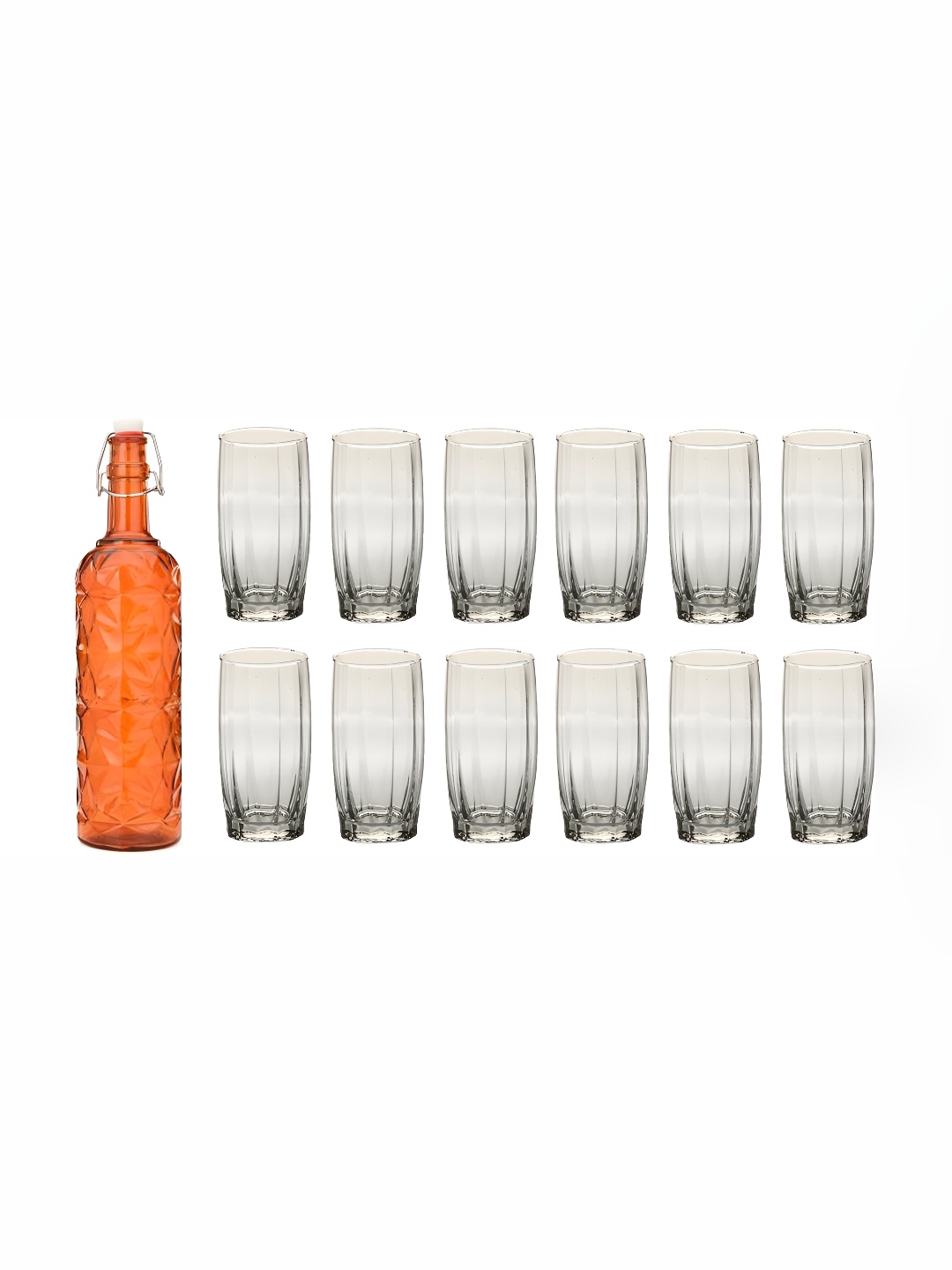 

Afast Orange & Transparent 13 Pieces Glass Water Bottle & Glasses