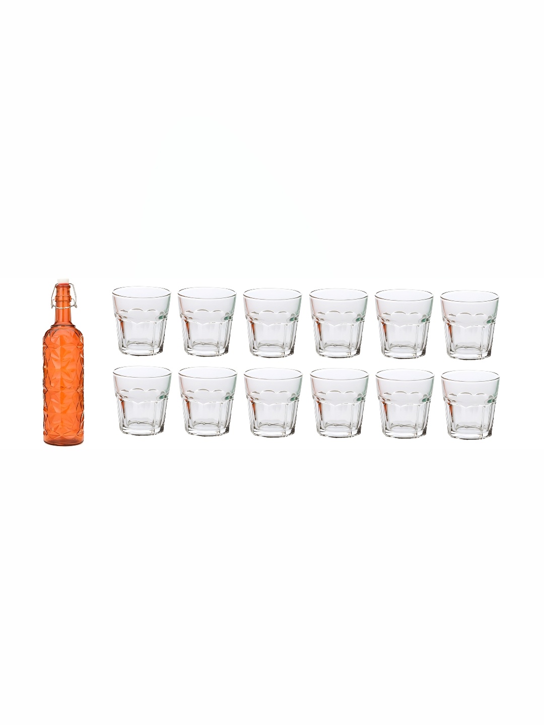 

Afast Orange & Transparent 13 Pieces Glass Water Bottle & Glasses