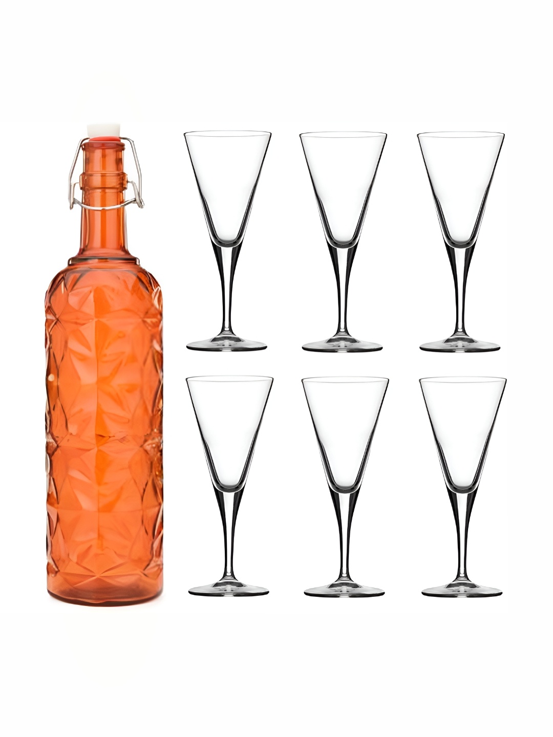 

Afast Orange & Transparent 7 Pcs Glass Water Bottle & Glasses