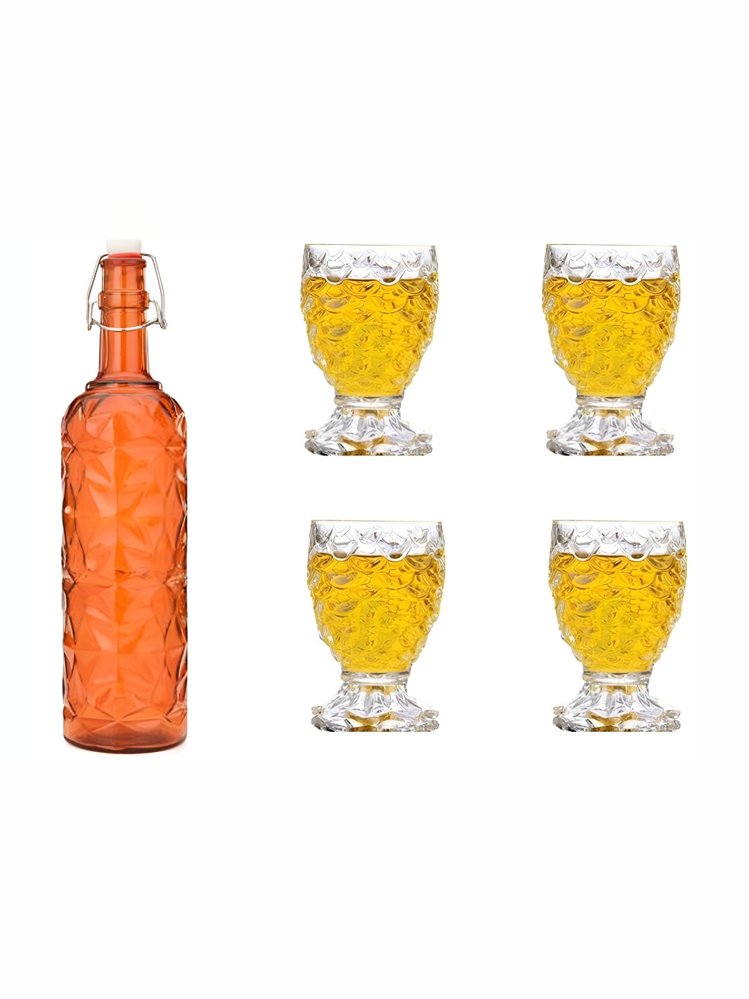 

Afast Orange & Transparent 5 Pieces Glass Water Bottle & Glasses