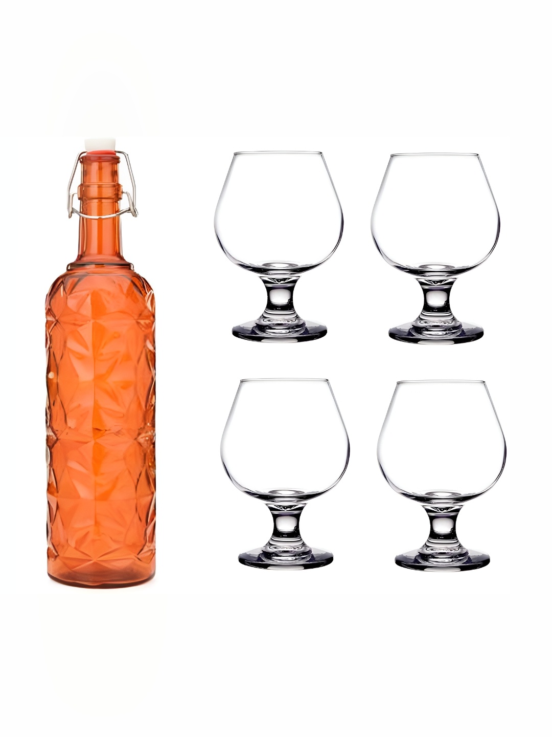 

Afast Orange & Transparent 4 Pieces Glasses With Water Bottle Set