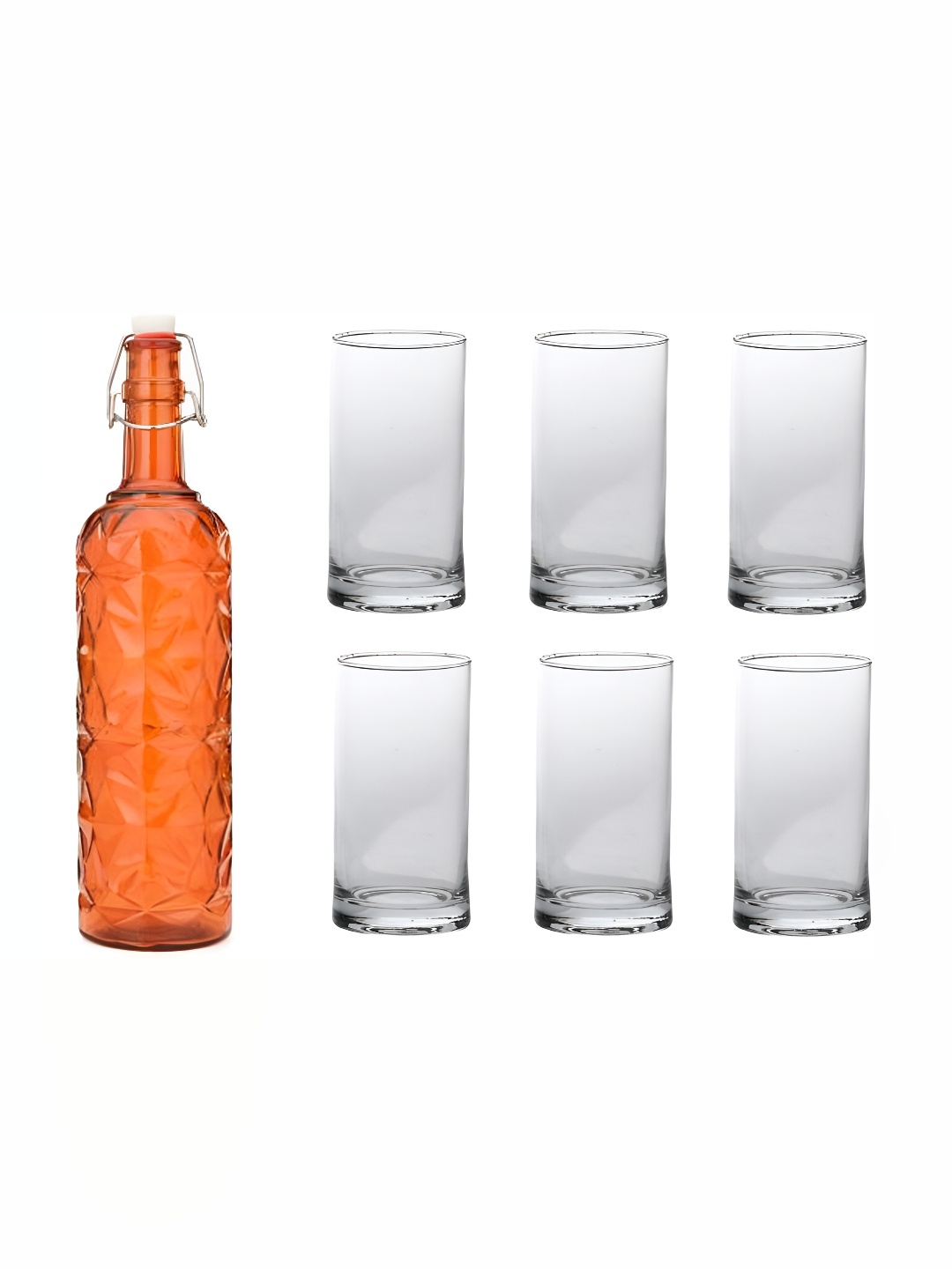 

Afast Orange & Transparent 7 Pieces Glass Water Bottle & Glasses