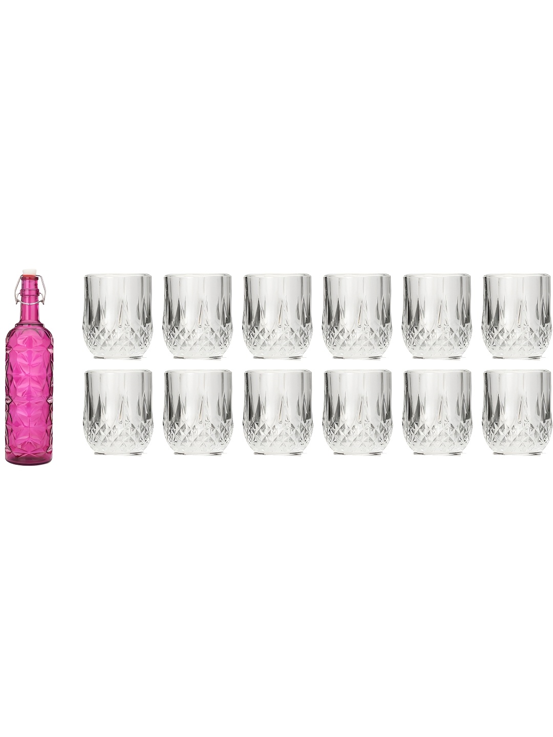 

Afast Pink & Transparent 13 Pieces Glasses & Bottle Set