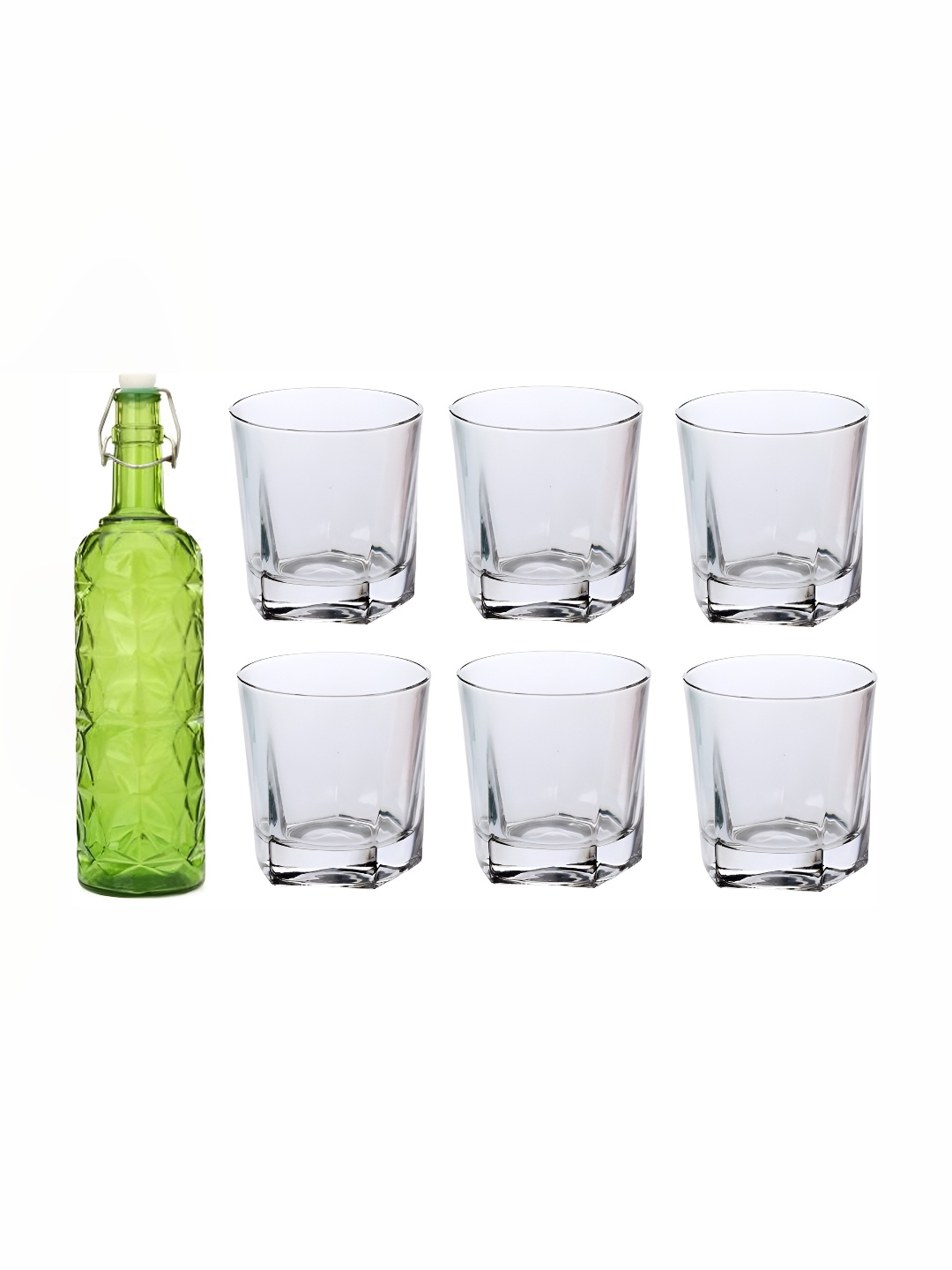 

Afast 7-Pcs Green & Transparent Glass Water Bottle & Glasses