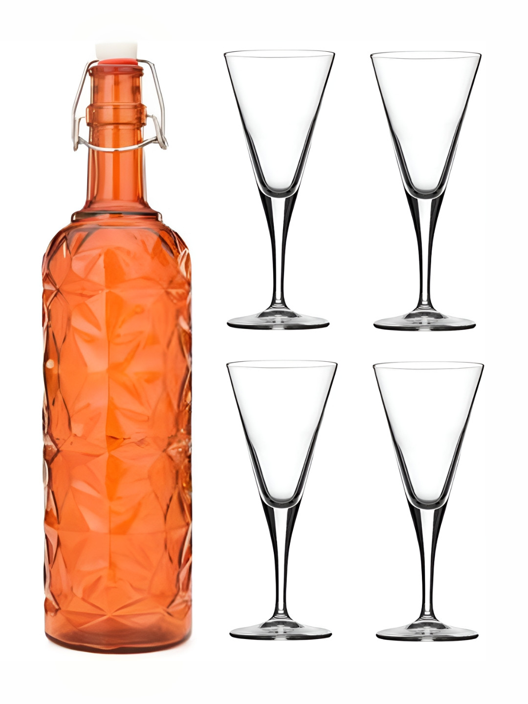 

Afast Orange & Transparent 5 Pieces Glasses & 1 Water Bottle