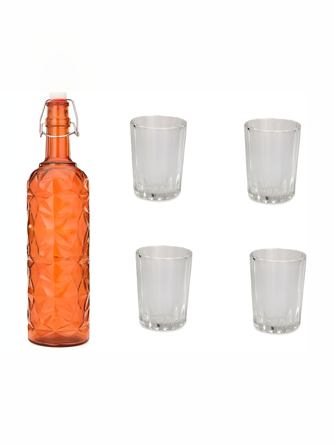 

Afast Orange & Transparent 5 Pieces Glases & Water Bottle