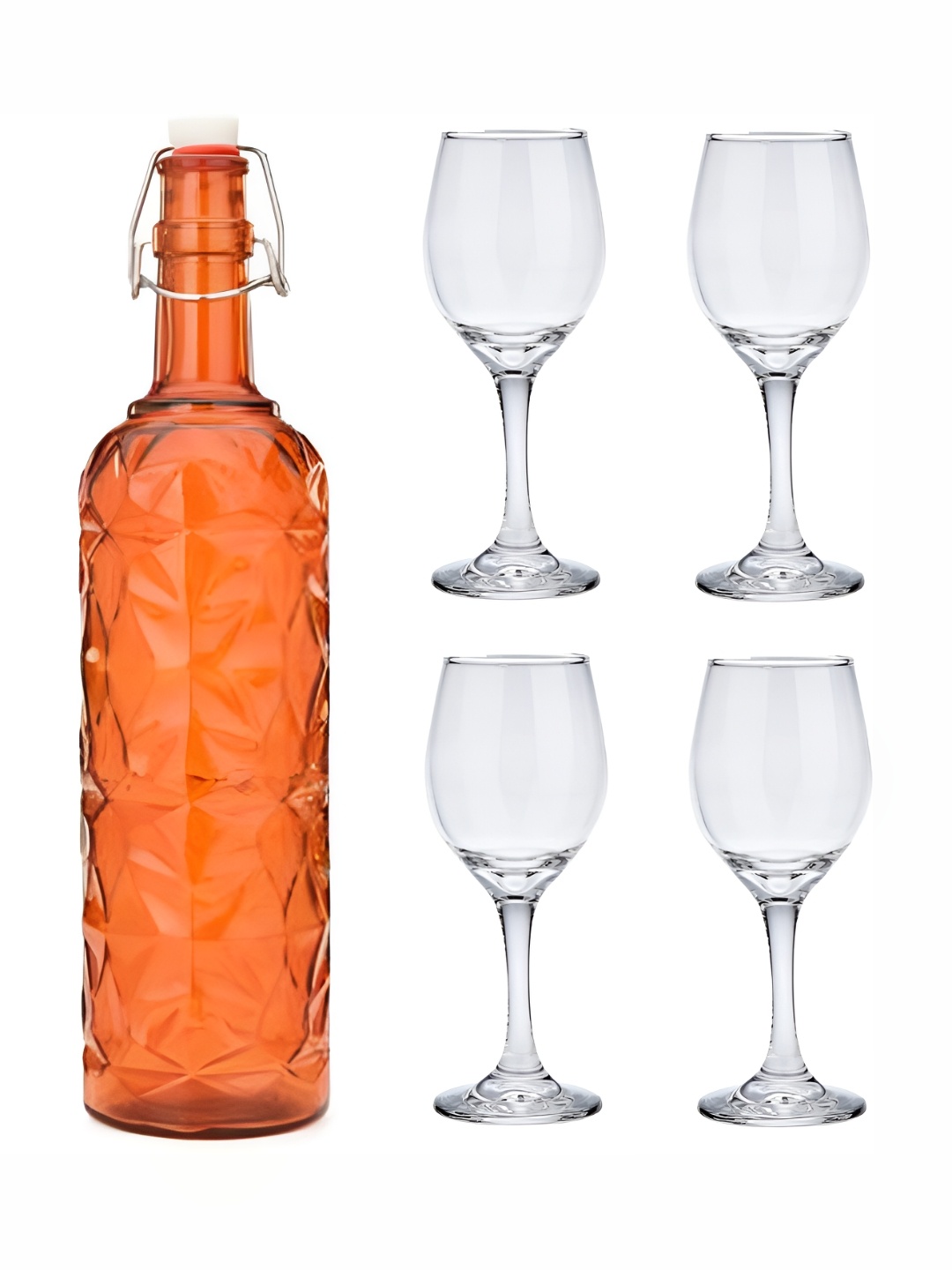 

Afast Orange & Transparent 5 Pcs Glass Water Bottle & Glasses