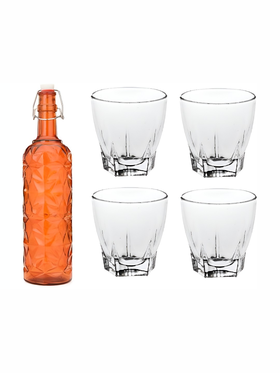 

Afast Orange & Transparent 5 Pcs Glass Water Bottle & Glasses
