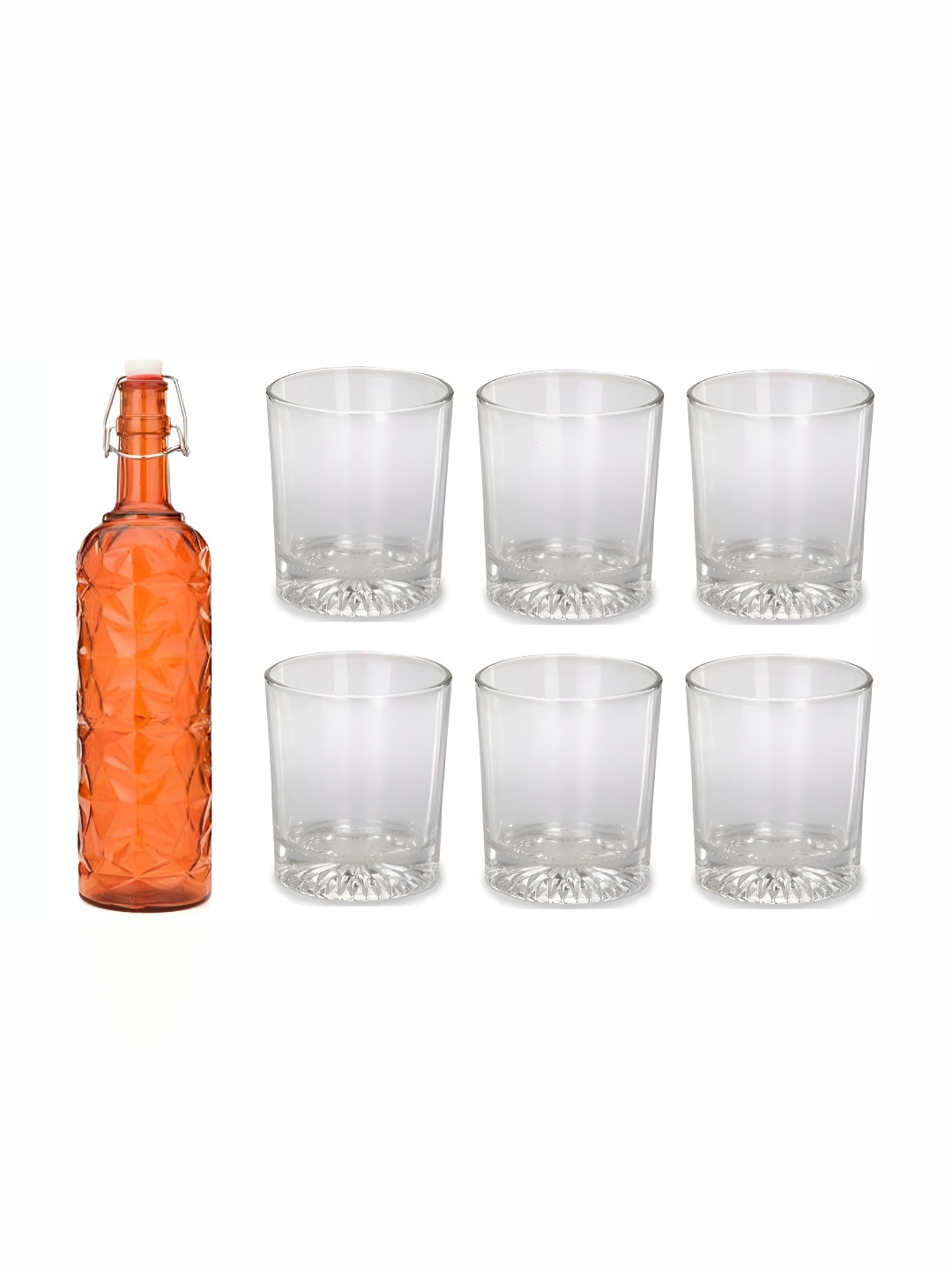 

Afast Orange & Transparent 7 Pcs Bottle And Glass Set