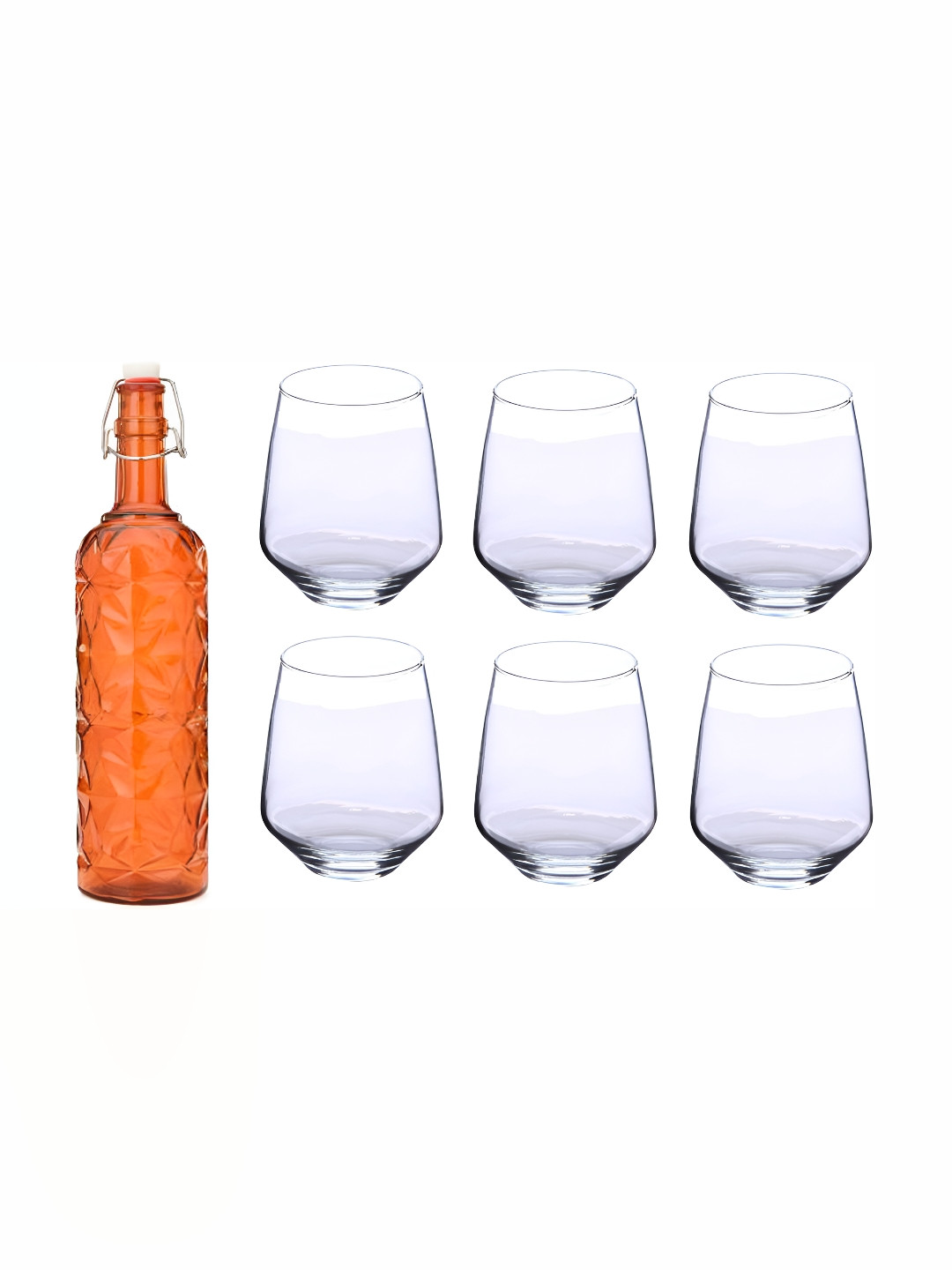 

Afast Orange & Transparent 7 Pieces Bottle And Glass Set