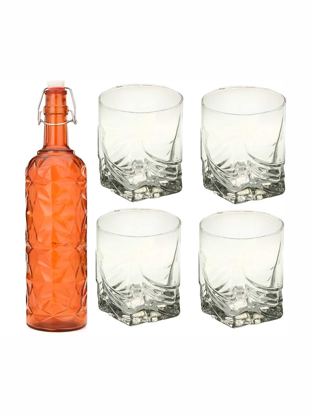 

Afast Orange & Transparent 5 Pieces Bottle And Glass Set