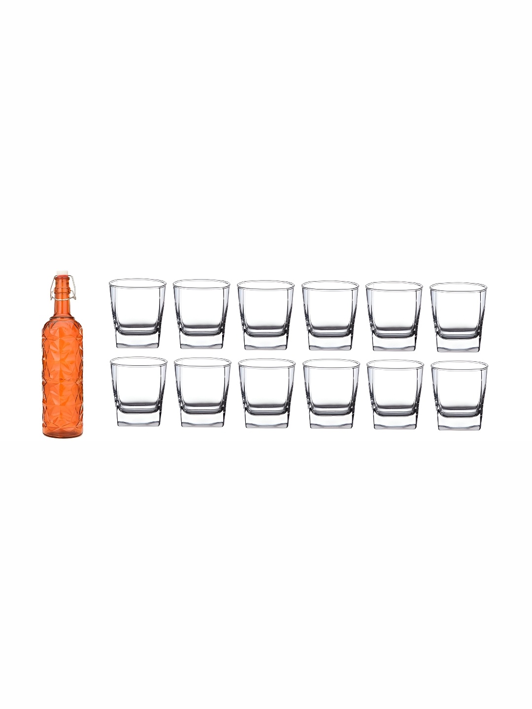 

Afast 13 Pieces Orange & Transparent Glass Water Bottle & Glasses