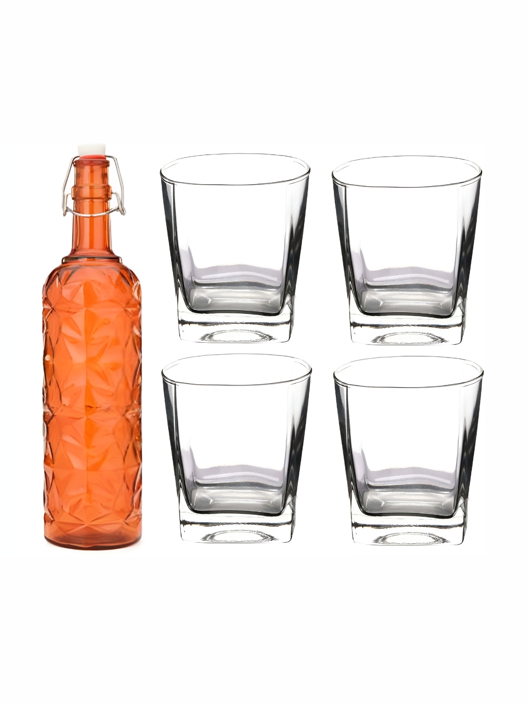 

Afast 5 Pieces Orange & Transparent Glasses With Water Bottle Set